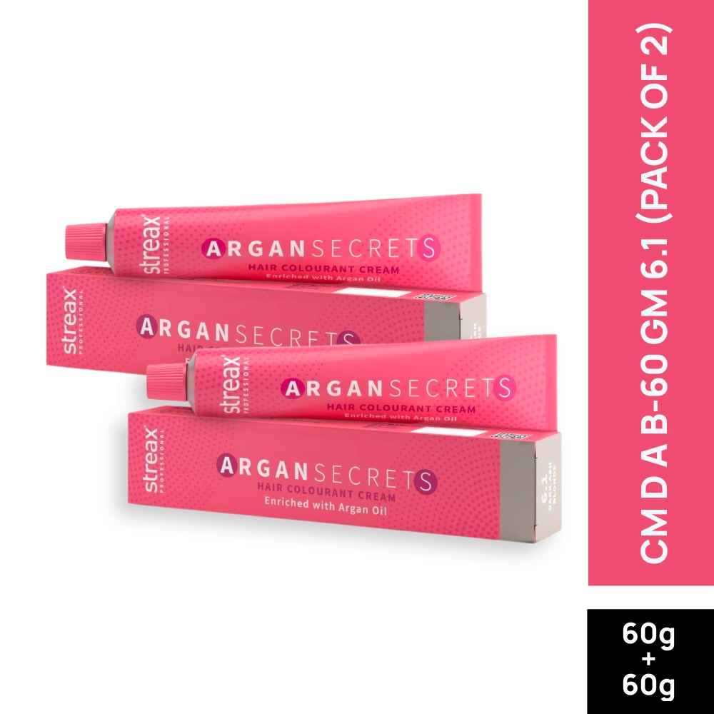 Buy Streax Professional Argan Secret Hair Colourant Cream CM D A B-60 GM 6.1 (60 gm) (Pack of 2) - Purplle