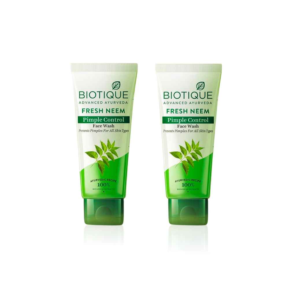 Buy Biotique Fresh Neem Pimple Control Face Wash (150 ml) - Pack of 2 - Purplle