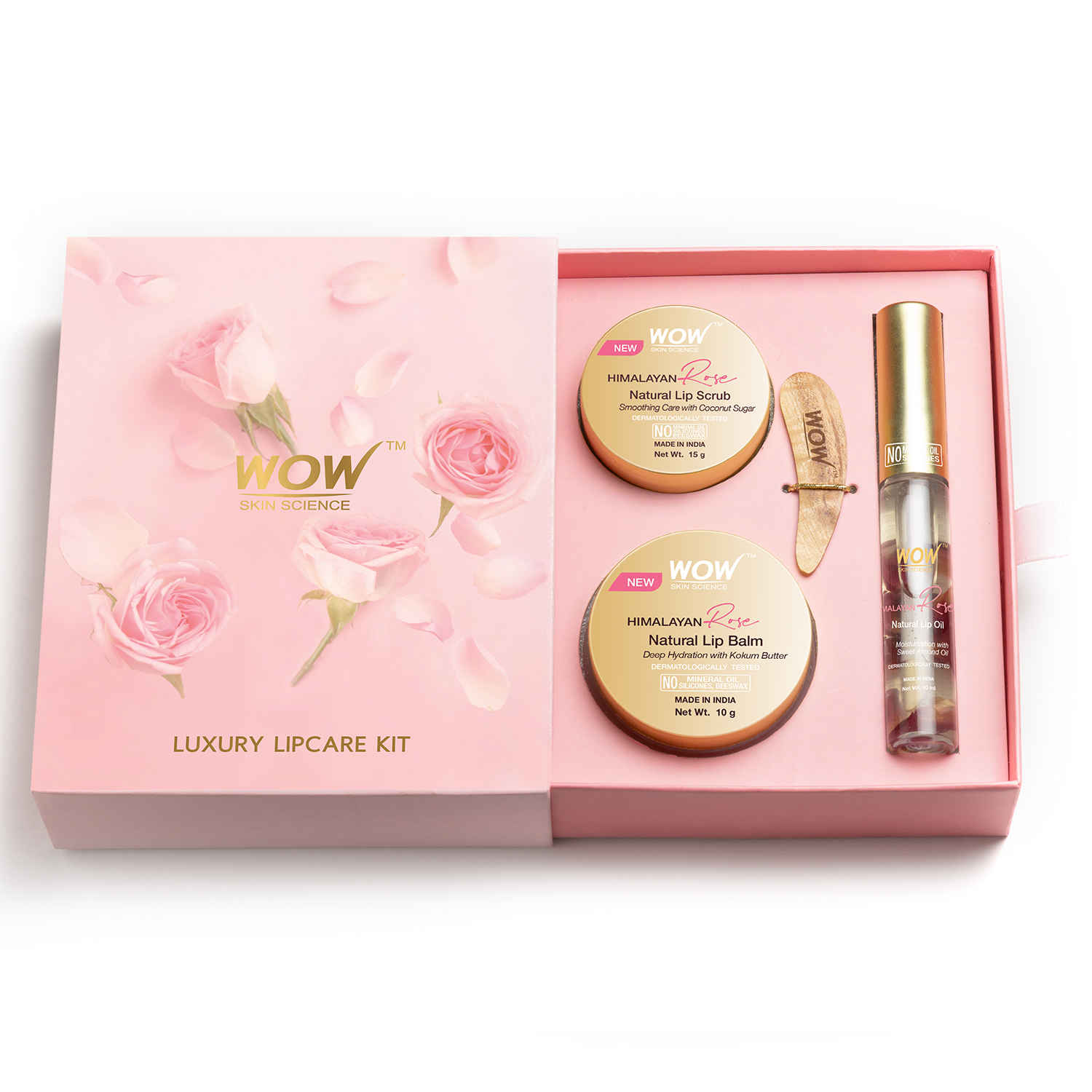 Buy WOW Skin Science Luxury Lip Care Kit for Dry, Rough, Chapped Lips with Goodness of 100% Natural Himalayan Pure Rose Oil - Lip Smoothing and Softening Nourishment 10gm+15gm+10ml - Purplle