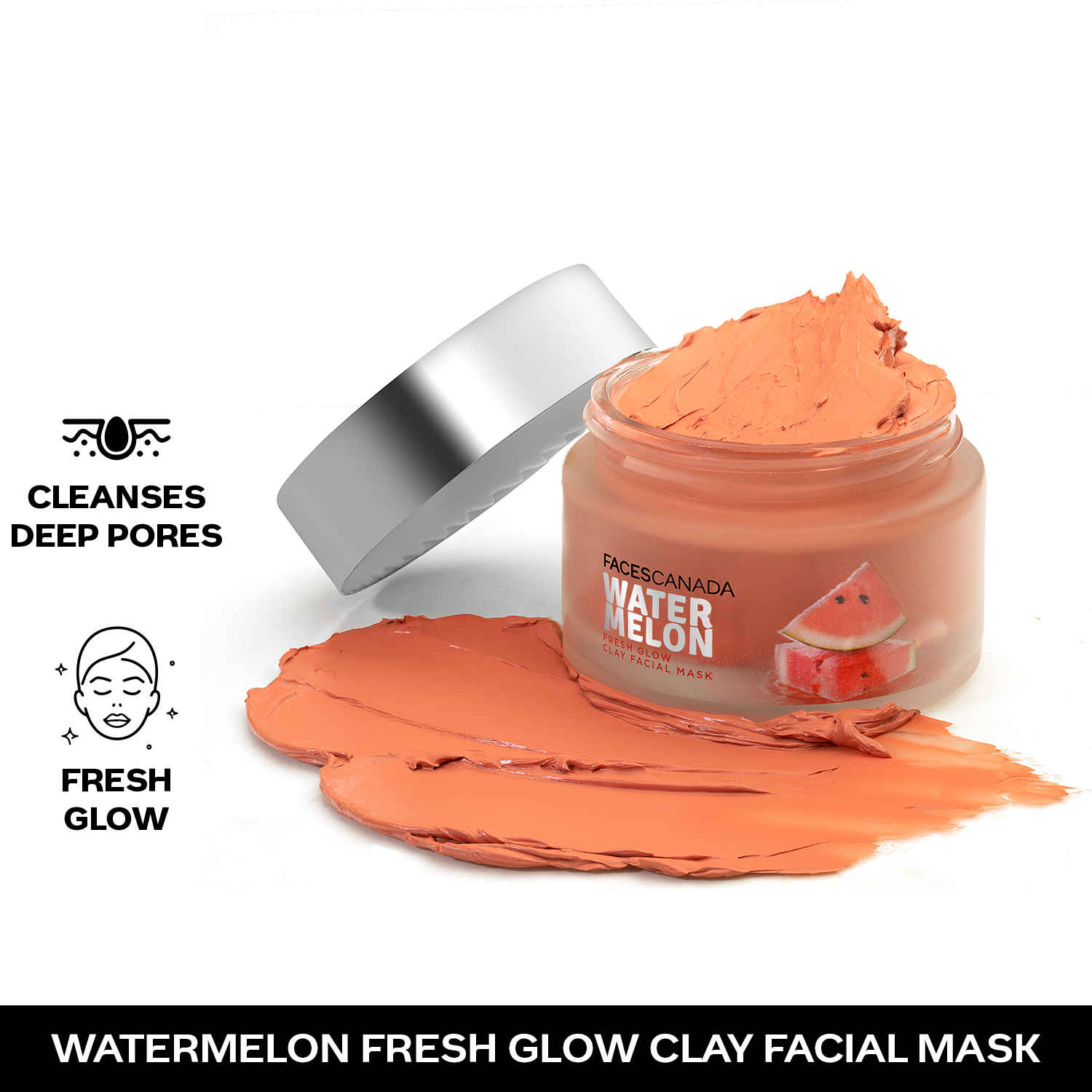 Buy FACES CANADA Watermelon Fresh Glowy Clay Facial Mask, 50 gm | Watermelon Extract & Bentonite Clay | Deep Pore Cleansing | Soft, Smooth & Hydrated Skin | Youthful Glow | For All Skin Types | Vegan - Purplle