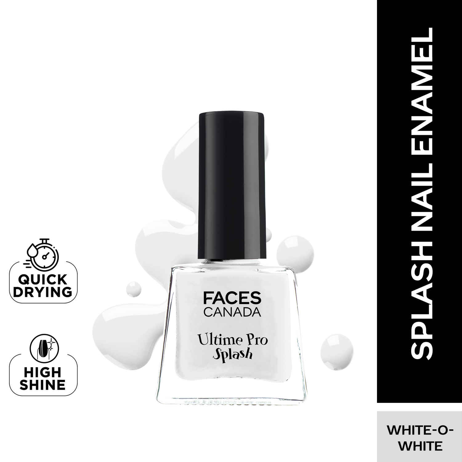 Buy FACES CANADA Ultime Pro Splash Mini Nail Enamel - White O White 14 (5ml) | Quick Drying | Glossy Finish | Long Lasting | No Chip Formula | High Shine Nail Polish For Women | No Harmful Chemicals - Purplle