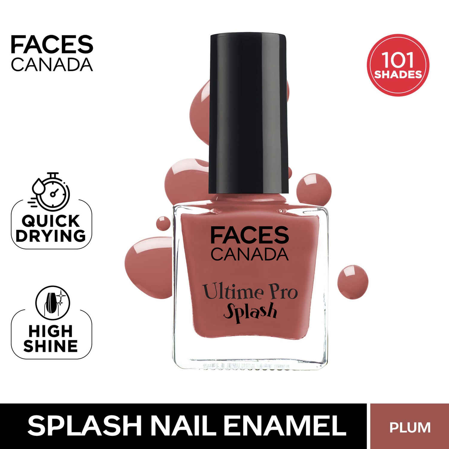 Buy FACES CANADA Ultime Pro Splash Mini Nail Enamel - Plum 207 (5 ml) | Quick Drying | Glossy Finish | Long Lasting | No Chip Formula | High Shine Nail Polish For Women | No Harmful Chemicals - Purplle