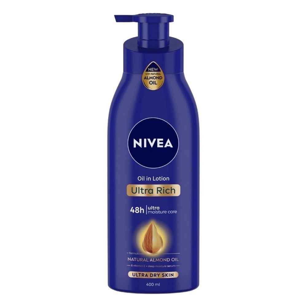 Buy NIVEA Body Lotion for Extremely Dry Skin, Oil in Lotion Ultra Rich, With Natural Almond Oil & Vitamin E, 48h Moisture Care, 400 ml - Purplle