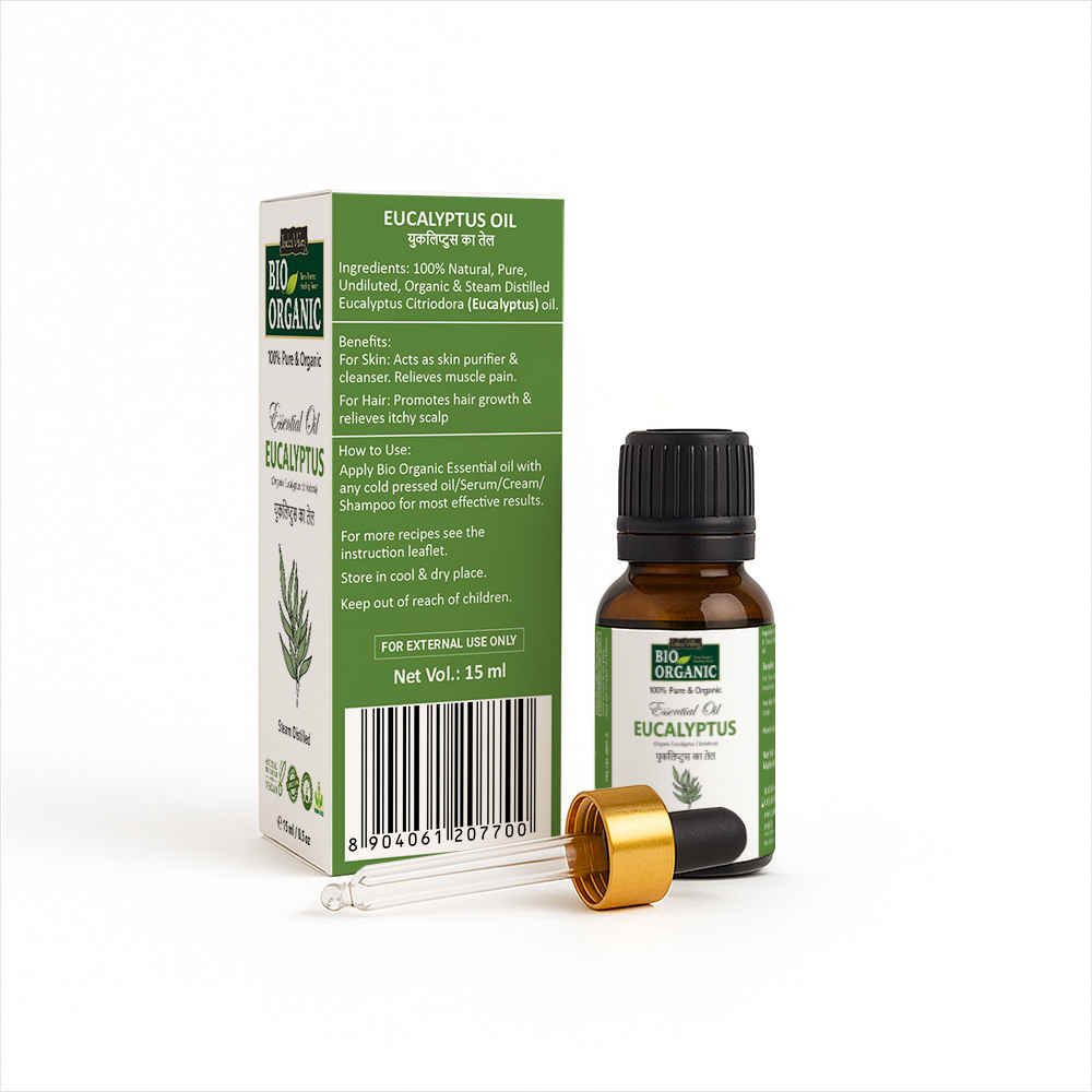 Buy Indus Valley 100% Natural & Organic, Eucalyptus Essential Oil & Dropper for Skin, Hair Care (15 ml) - Purplle