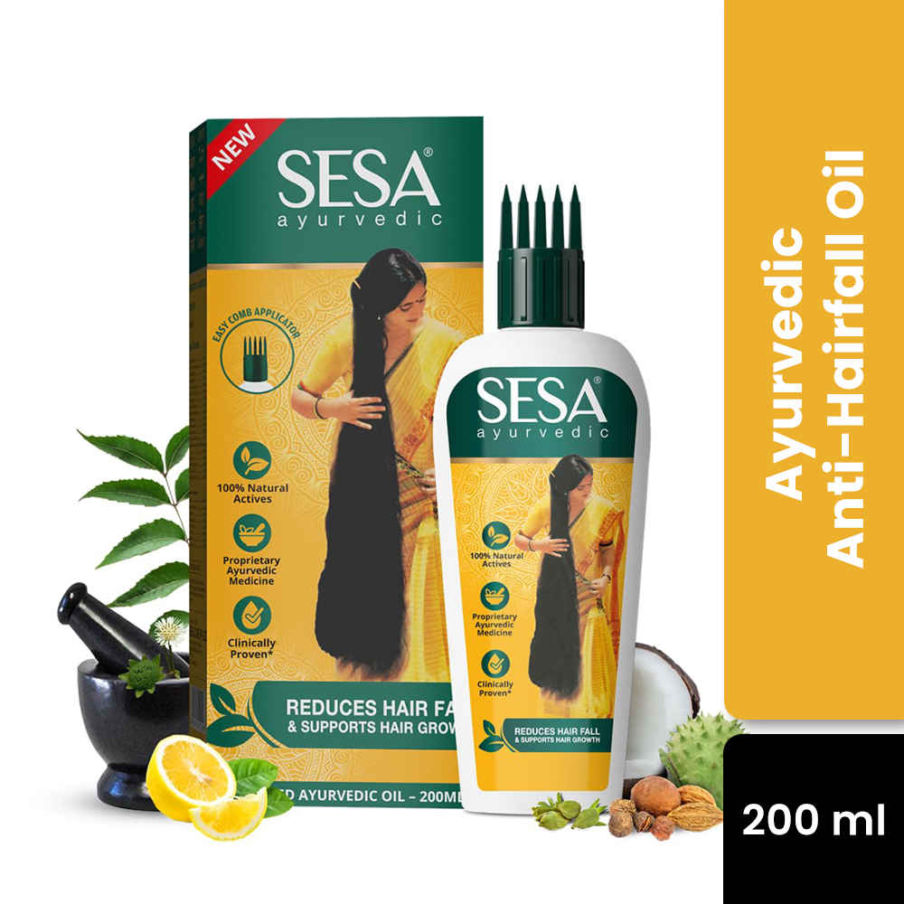 Buy Sesa Ayurvedic Hair Oil, 18 Herbs + 5 Oils, Kshir Pak Vidhi reduces Hair Fall & supports Hair Growth (200 ml) + Free Hair Serum 20 ml - Purplle