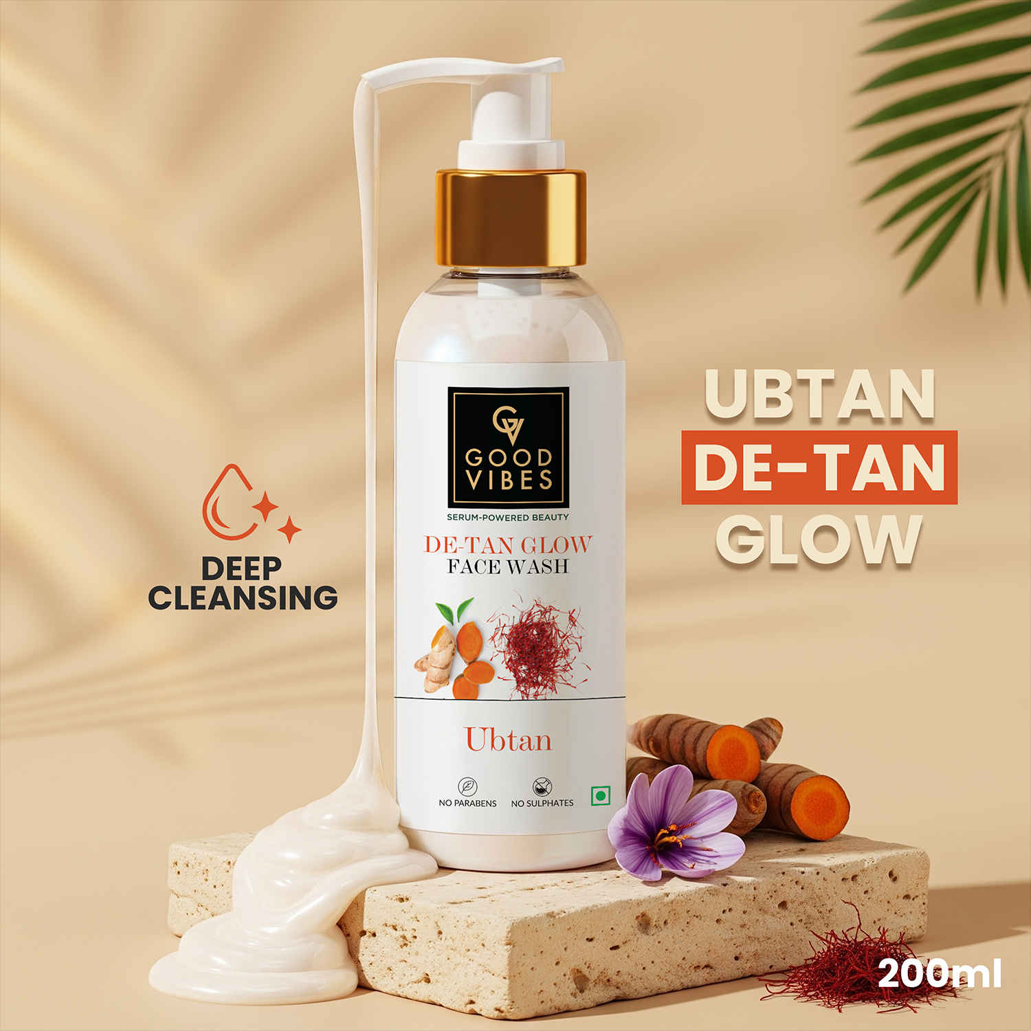 Buy Good Vibes Ubtan De Tan Glow Face Wash | Tan Removal, Brightening Cleansing (200 ml) - Purplle