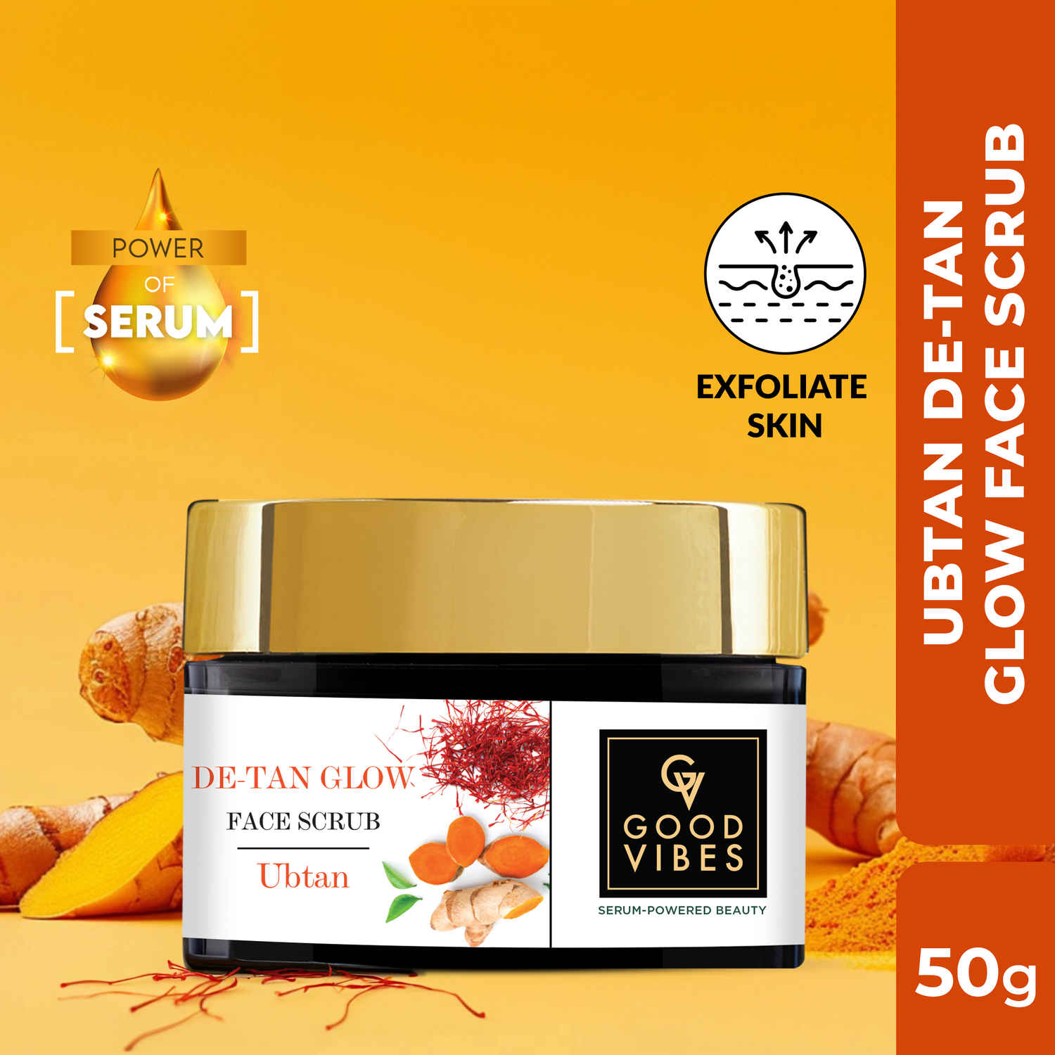 Buy Good Vibes Ubtan De-tan Glow Face Scrub with Power of Serum (100 gm) - Purplle