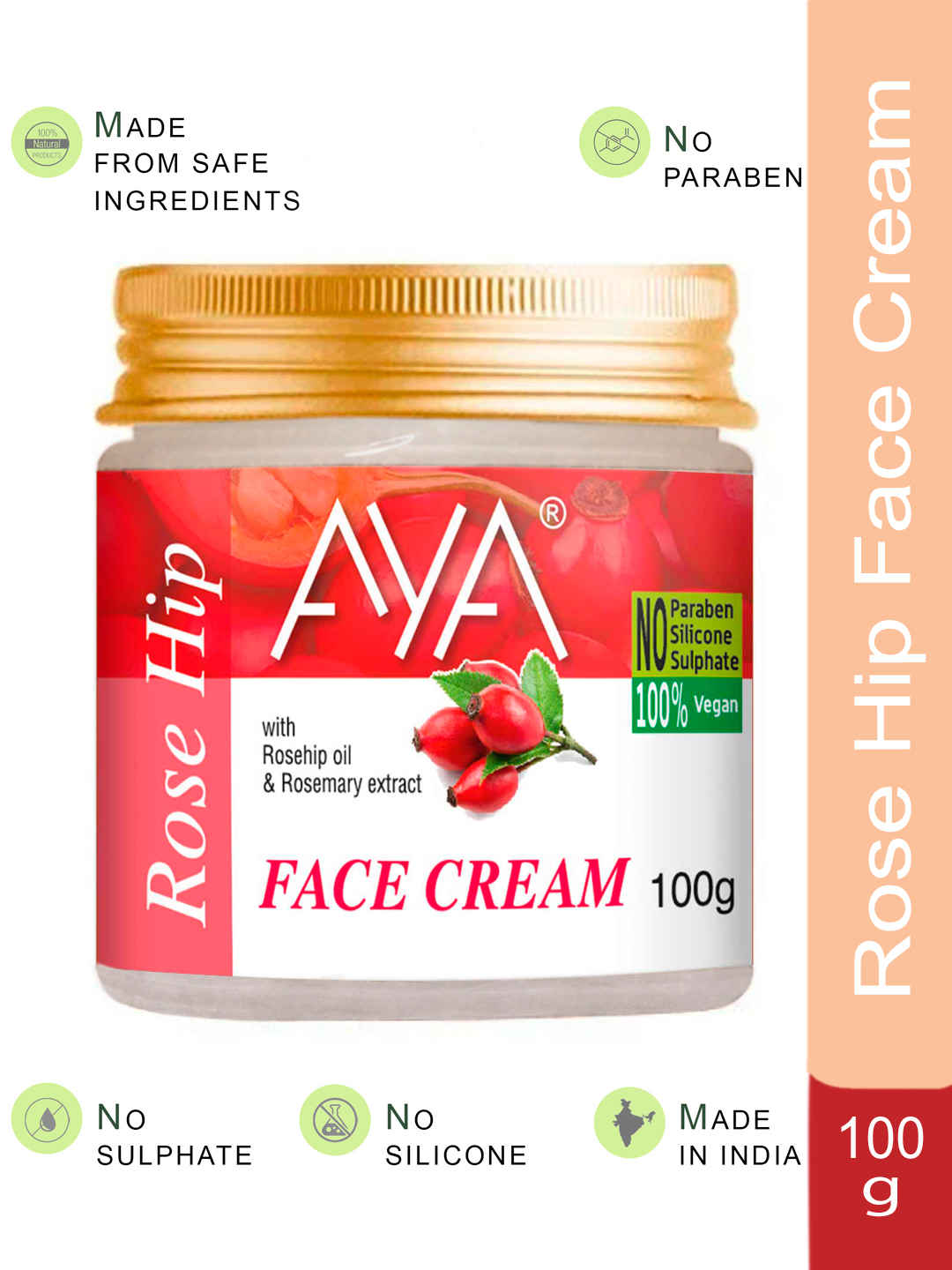 Buy AYA Rosehip Face Cream, 100 gm | No Paraben, No Silicone, No Sulphate - Purplle