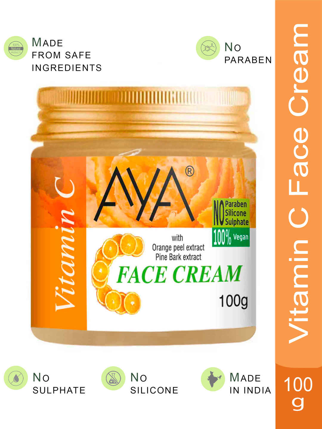 Buy AYA Vitamin C Face Cream, 100 gm | No Paraben, No Silicone, No Sulphate - Purplle