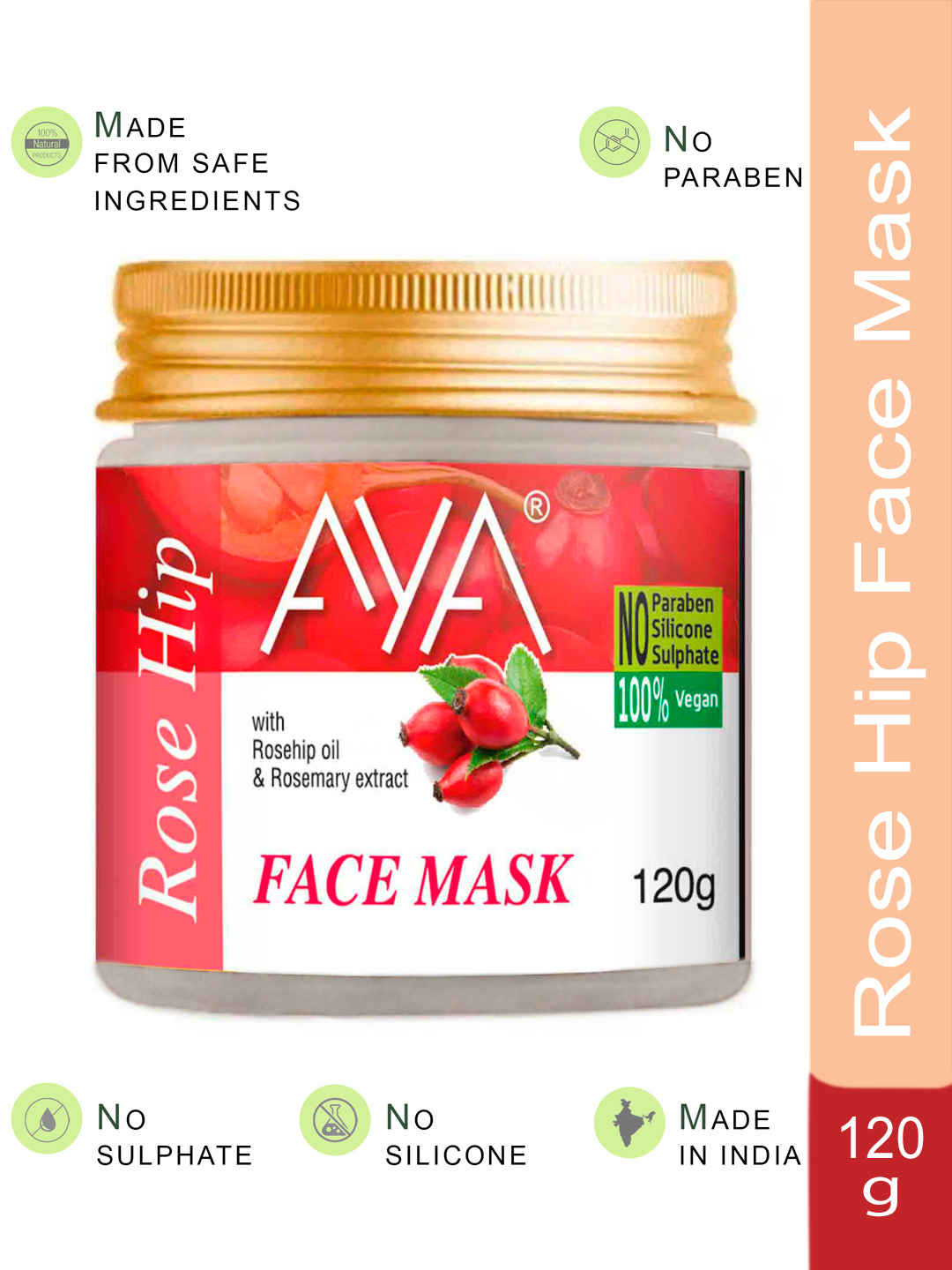 Buy AYA Rosehip Face Mask, 120 gm | No Paraben, No Silicone, No Sulphate - Purplle