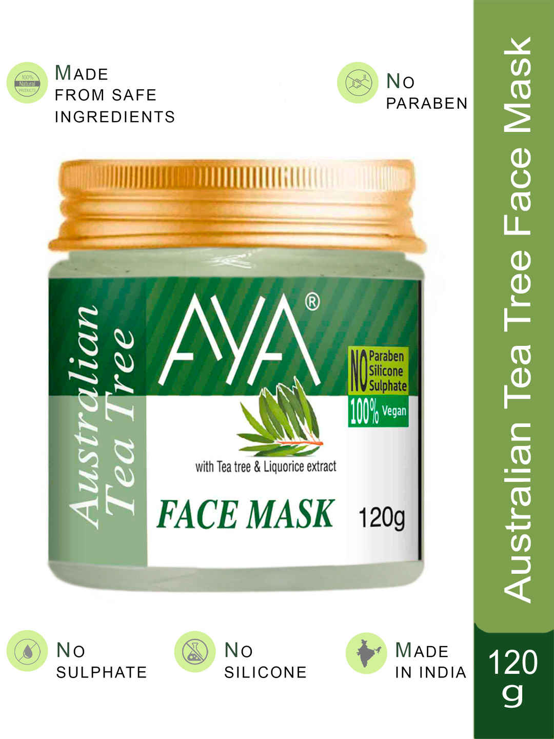 Buy AYA Australian Tea Tree Face Mask, 120 gm | No Paraben, No Silicone, No Sulphate - Purplle