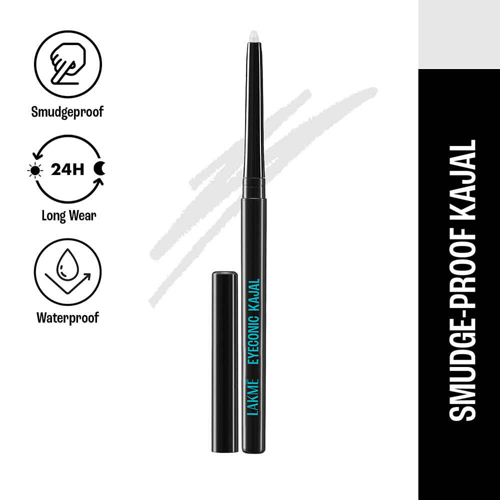 Buy Lakme Eyeconic Kajal, Matte Waterproof Kohl, Smudgeproof Kajal that lasts 24 Hrs - White, 0.35 gm - Purplle