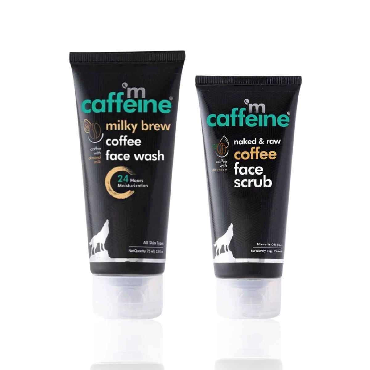 Buy mCaffeine Milky brew Face Wash(75ml) + mCaffeine Naked & Raw Coffee Face Scrub with Walnut for Fresh Glow (75 gm) - Purplle