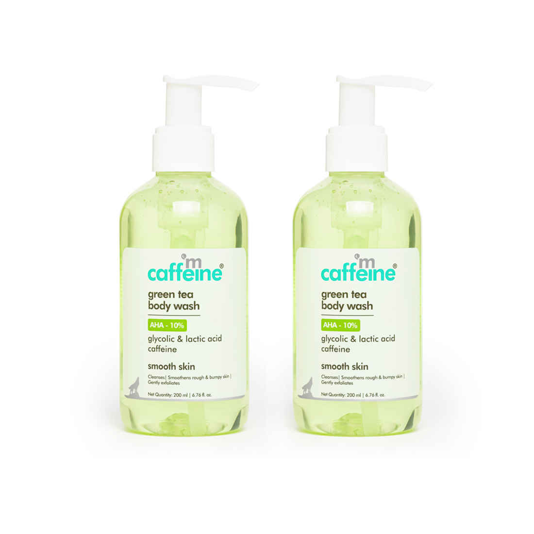 Buy mCaffeine Green tea body wash with AHA -10% Pack of 2 - Purplle