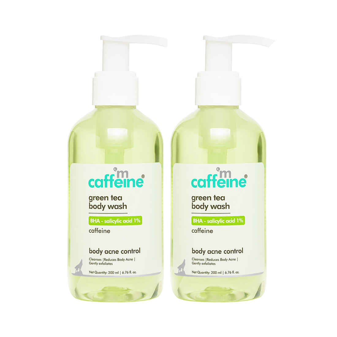 Buy mCaffeine Green tea body wash with BHA Salicylic acid - 1% - Pack of 2 - Purplle