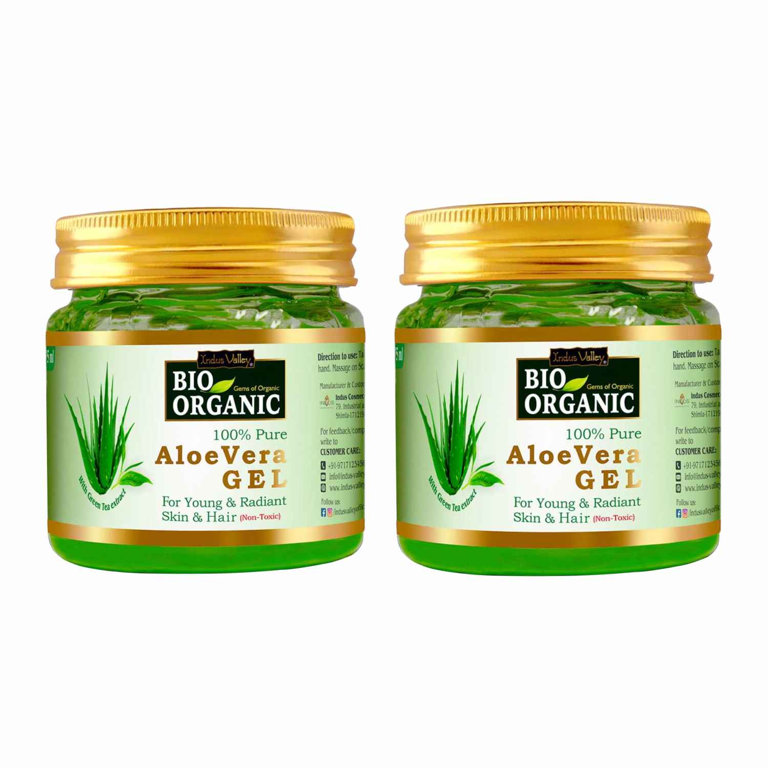 Buy Indus Valley Aloe Vera Gel For Skin helps reducing Acne,Scars,Dark spots & Hair Care- Pack of 2 175ml+175ml - Purplle