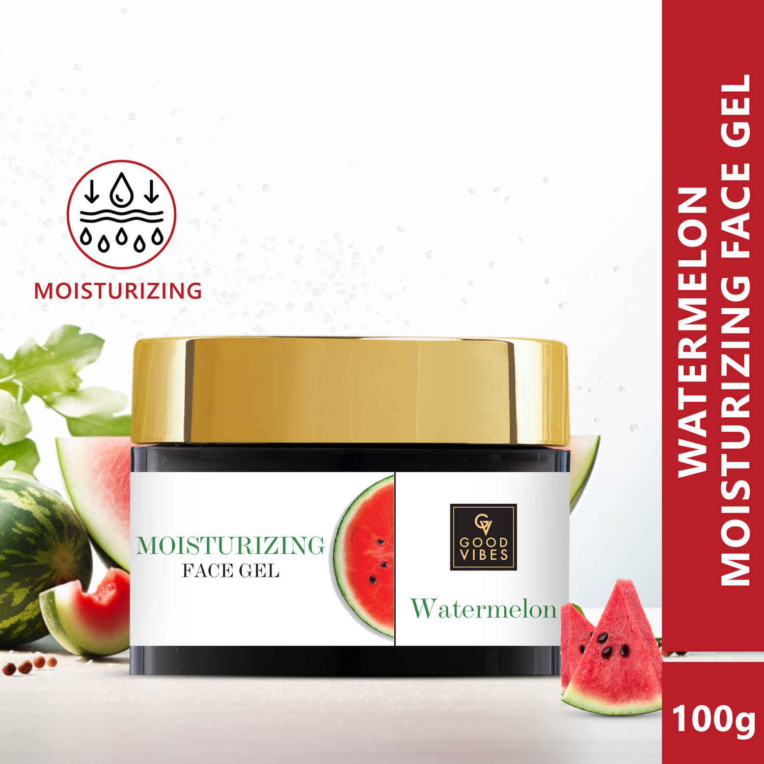 Buy Good Vibes Watermelon Moisturizing Gel | DEWY, Oil free, Light Weight (100 gm) - Purplle