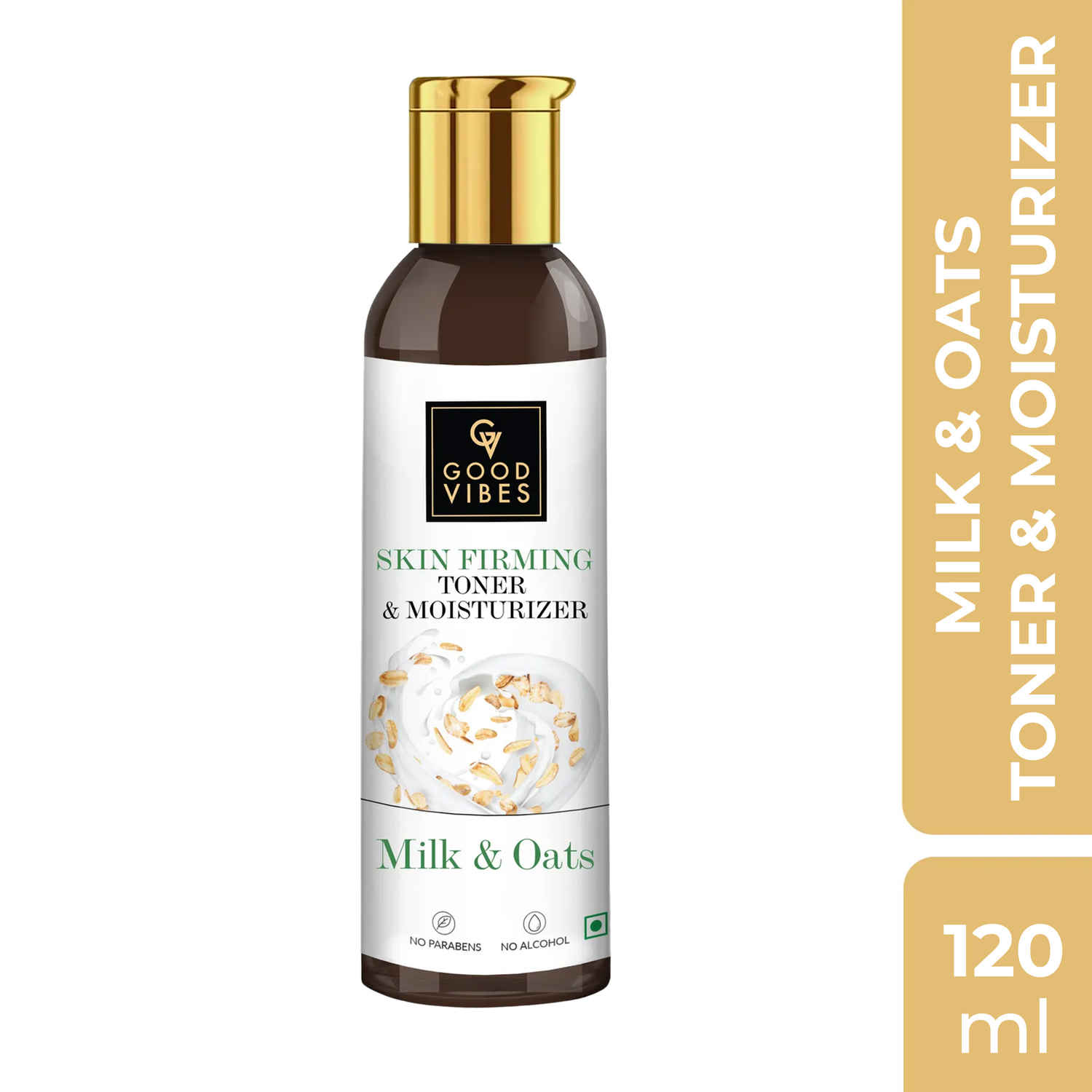 Buy Good Vibes Milk & Oats Skin Firming Toner and Moisturizer | Vegan, No Alcohol, No Parabens, No Sulphates, No Mineral Oil, No Animal Testing (120 ml) - Purplle