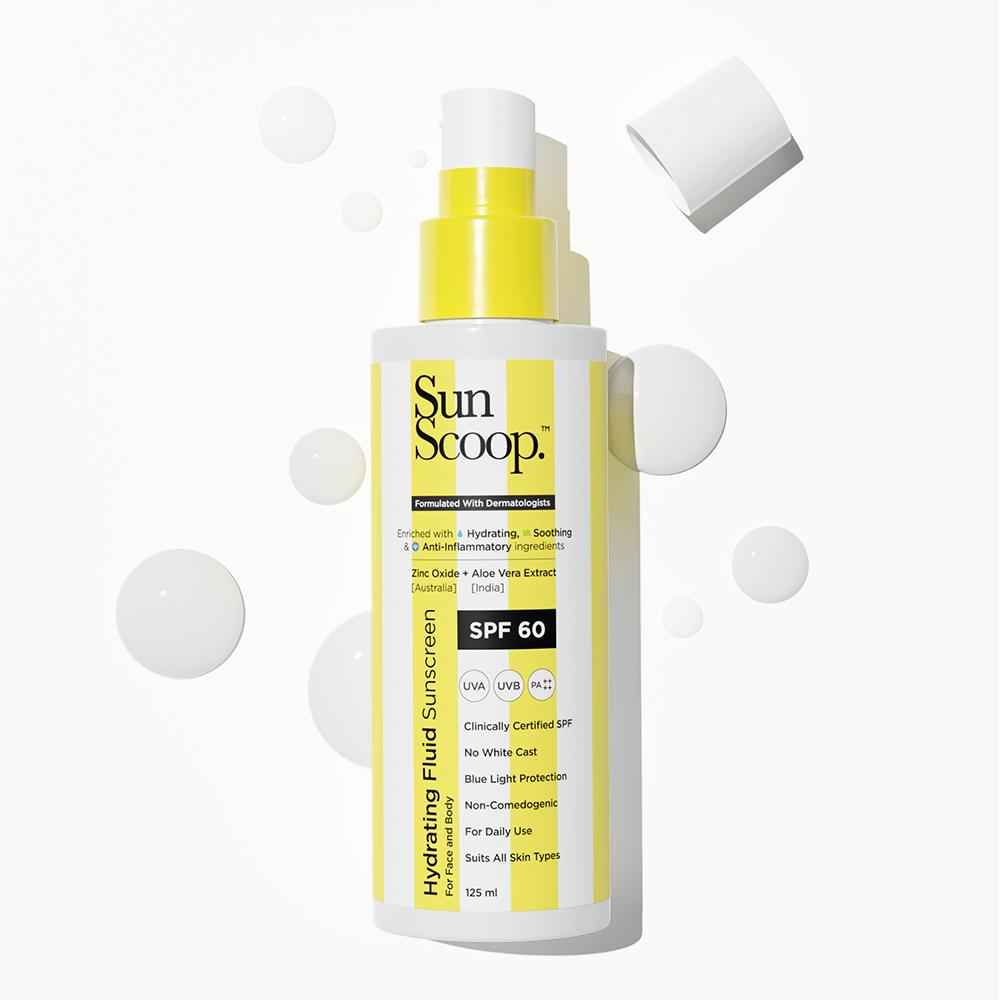 Buy SunScoop Hydrating Fluid Sunscreen | SPF 60 PA++++ | UV Filter Zinc Oxide | No White Cast - SPF 60 PA++++ (125 ml) - Purplle