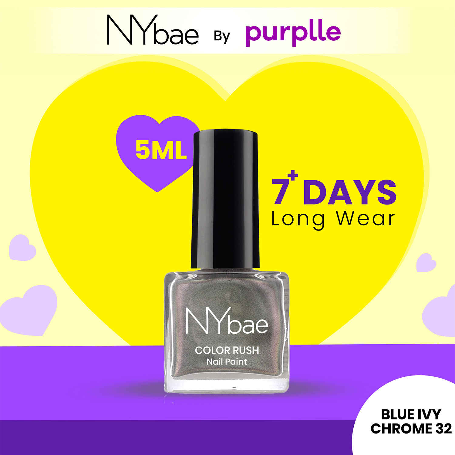 Buy NY Bae Color Rush Nail Paint - Blue Ivy Chrome 32 (5 ml) | Chip Resistant | Long Lasting | Quick Dry | Gel Nail Polish - Purplle