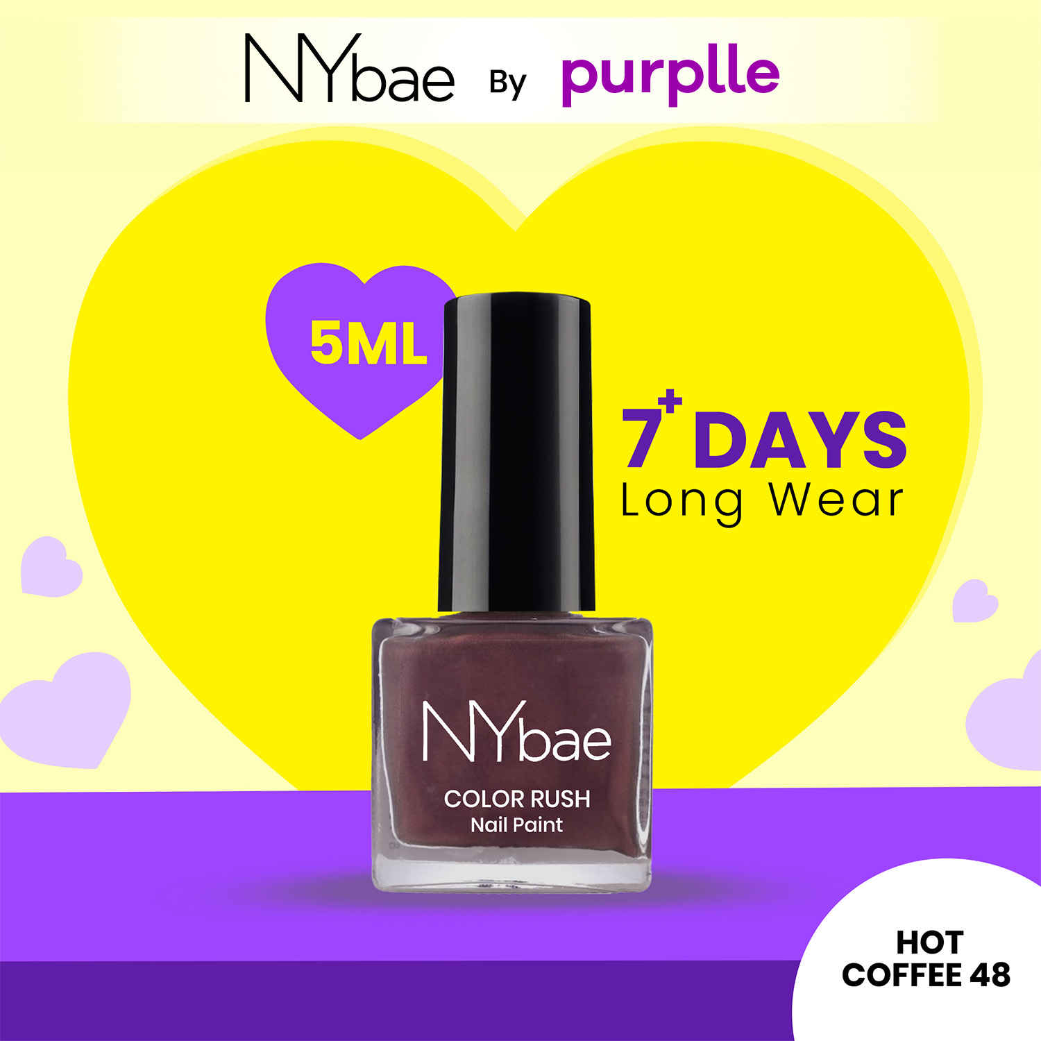 Buy NY Bae Color Rush Nail Paint - Hot Coffee 48 (5 ml) | Chip Resistant | Long Lasting | Quick Dry | Gel Nail Polish - Purplle