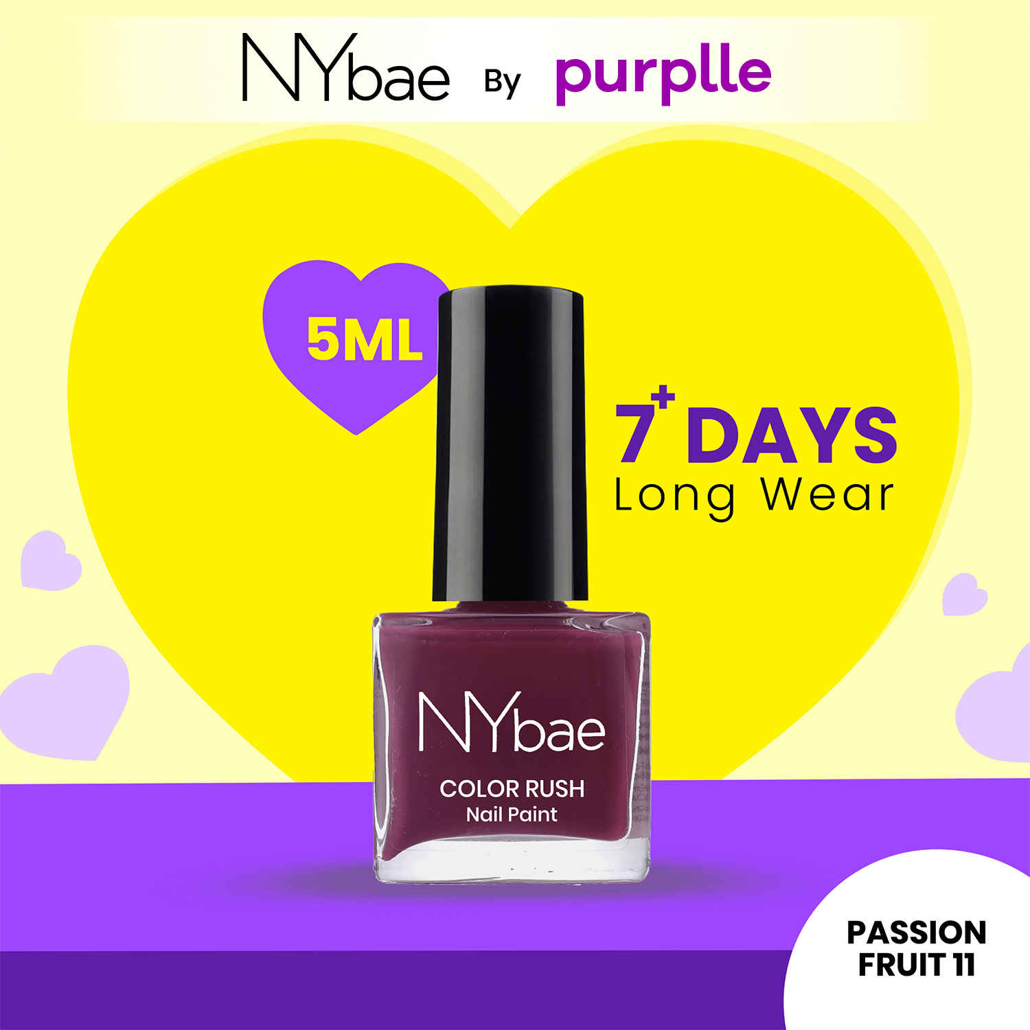 Buy NY Bae Color Rush Nail Paint - Passion Fruit 11 (5 ml) | Chip Resistant | Long Lasting | Quick Dry | Gel Nail Polish - Purplle