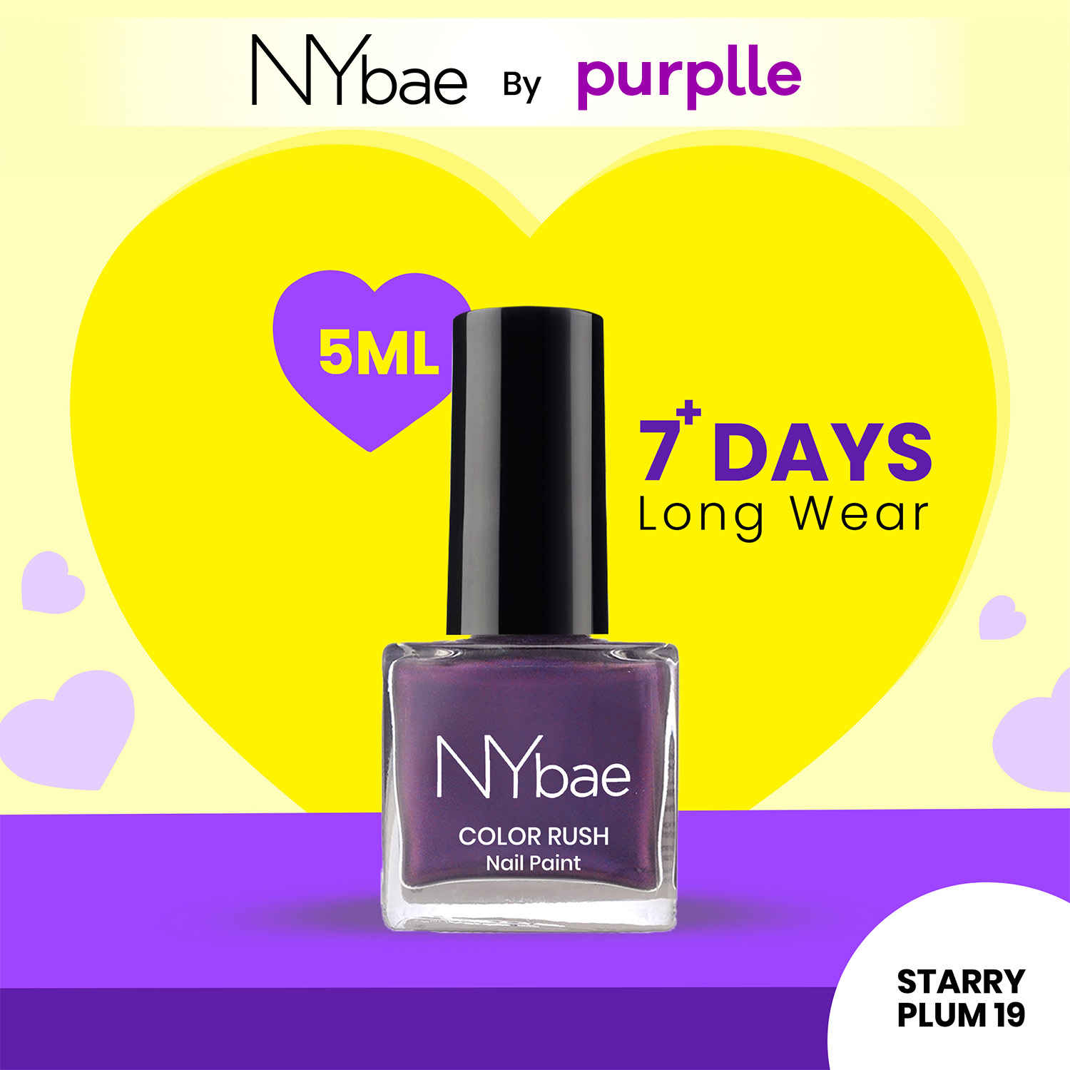 Buy NY Bae Color Rush Nail Paint - Starry Plum 19 (5 ml) | Chip Resistant | Long Lasting | Quick Dry | Gel Nail Polish - Purplle