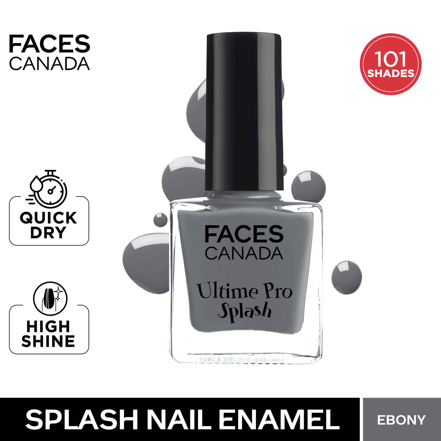 Buy FACES CANADA Ultime Pro Splash Nail Enamel - Ebony 142 (8 ml) | Quick Drying | Glossy Finish | Long Lasting | No Chip Formula | High Shine Nail Polish For Women | No Harmful Chemicals - Purplle