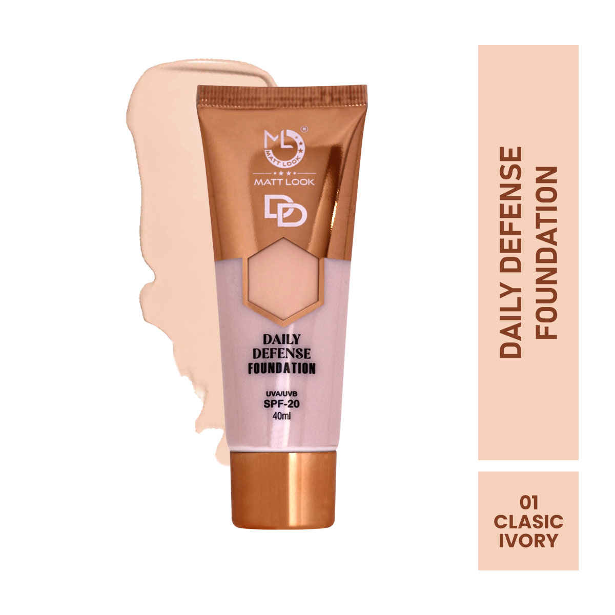 Buy Mattlook DD Foundation Brighten Skin Defence Daily Moisturiser, Face Cream For Skin Radiance Long-lasting Even Skin Tone Lightweight Waterproof Formula, Classic Ivory (40 ml) - Purplle
