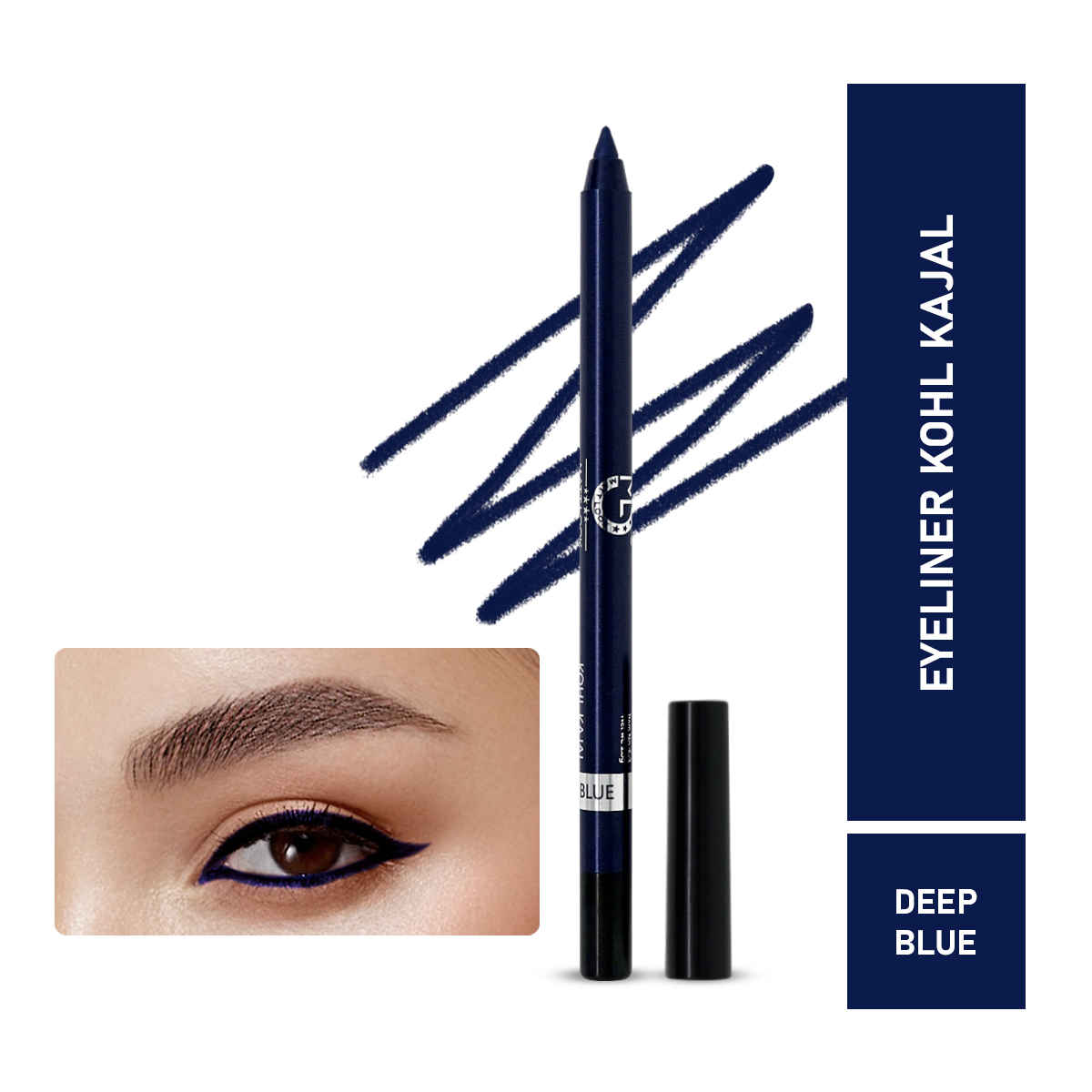 Buy Mattlook Single Stroke Super Glide Eyeliner Kohl Kajal 24 Hours, Easy to Apply Creamy Texture, Intense, Smudgeproof and Water Resistant Colour, Deep-Blue (1.3 gm) - Purplle