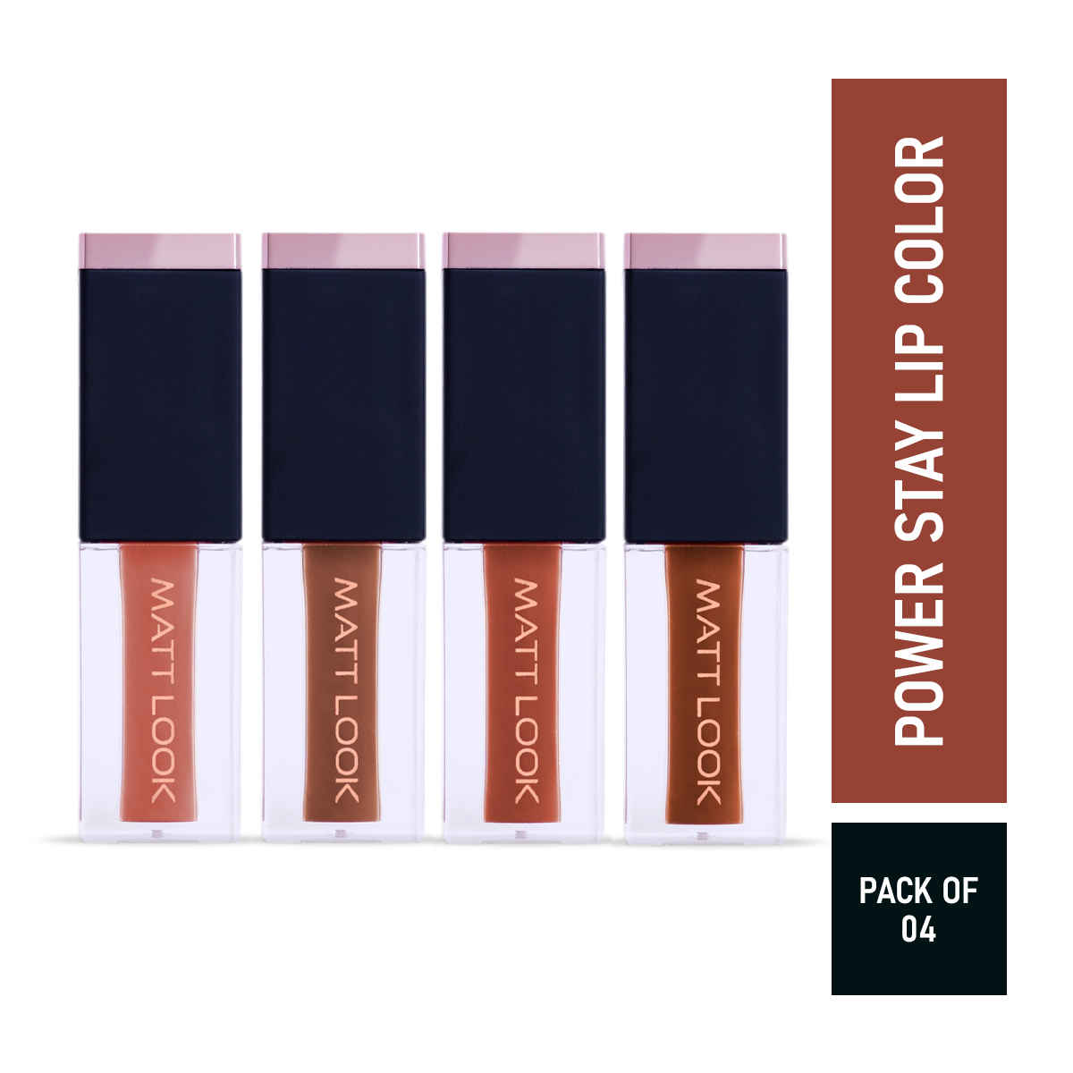Buy Mattlook 4 Power Stay Lip Colour Matt Liquid Lipsticks, Lip Gloss Creamy, Non Transfer, High Pigment, Long Lasting, Water & Smudge Proof - Nude Spice (2.5 ml x 4 Pcs) - Pack of 4 - Purplle