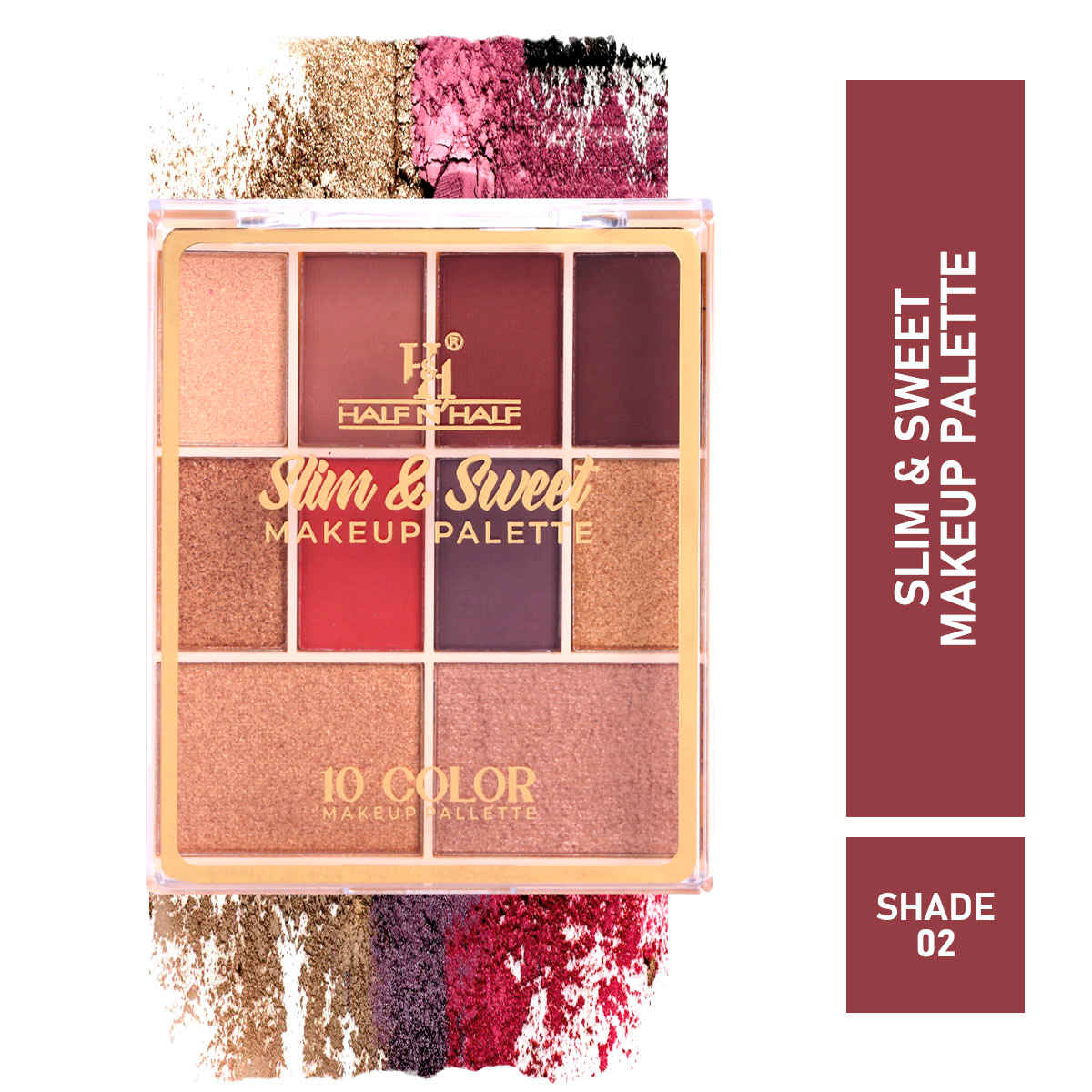 Buy Half N Half 10 Shades Eyeshadow Baked Highlighter Blush Makeup Palette Long Lasting Waterproof Blendable, 11.5 gm - Purplle