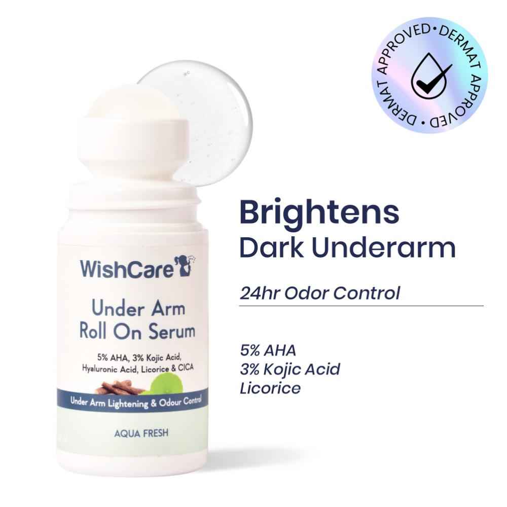 Buy WishCare Aqua Fresh Under Arm Roll On Serum|Reduces Pigmentation,Brightens Skin & Prevents Body Odour|Dermat Approved|AHA, Kojic Acid & Hyaluronic Acid|Long Lasting Aqua Fragrance |50 ml - Purplle