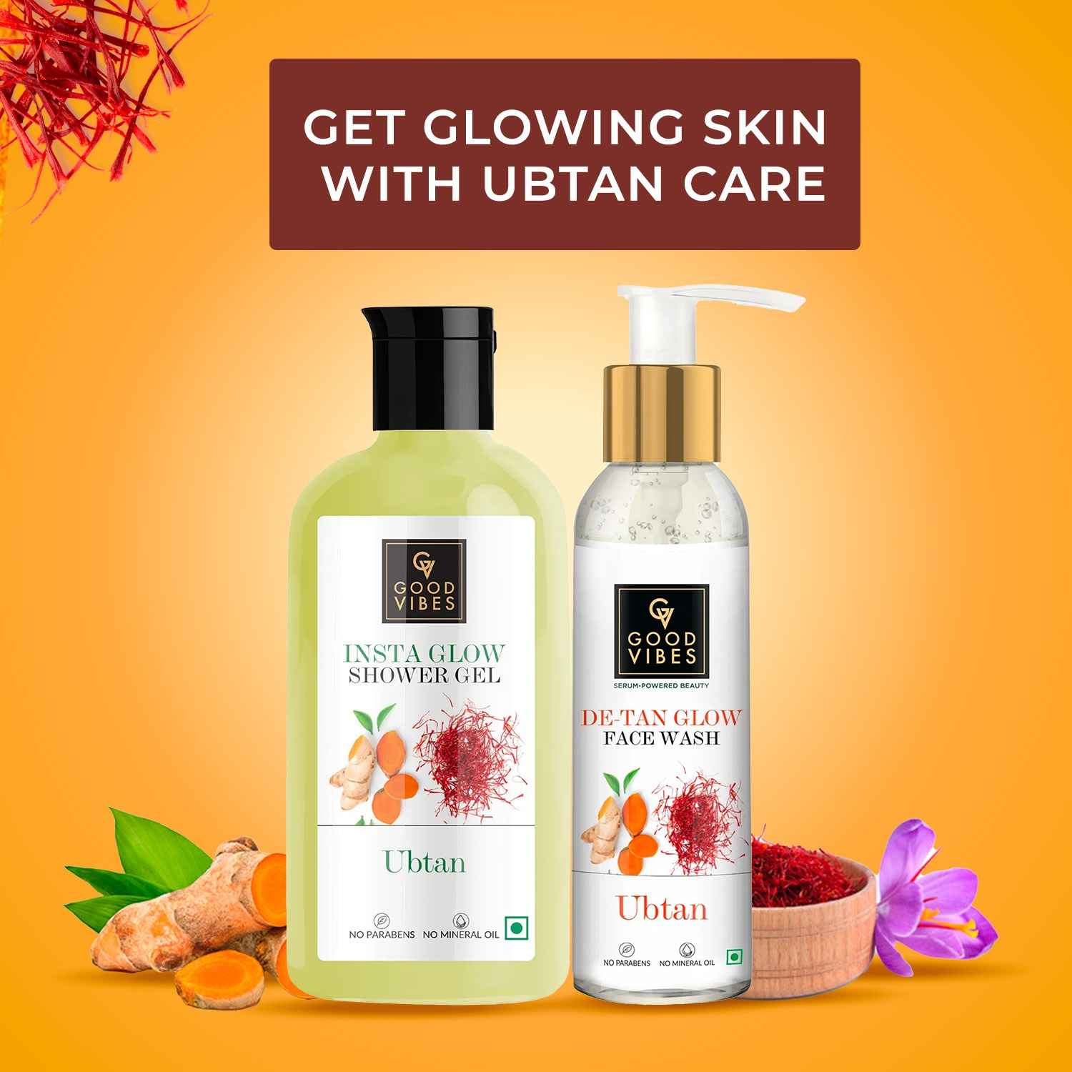 Buy Good Vibes Get Glowing Skin with Our Good Vibes Ubtan Shower Gel and Face Wash Combo Pack - Purplle