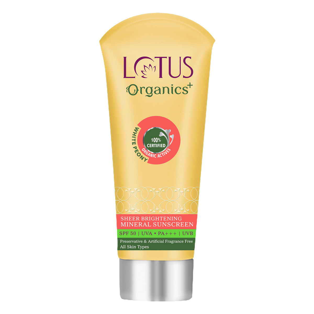 Buy Lotus Organics+ Sheer Brightening Mineral Sunscreen | Non Greasy & Lightweight | SPF 50 | PA+++ | 100g - Purplle