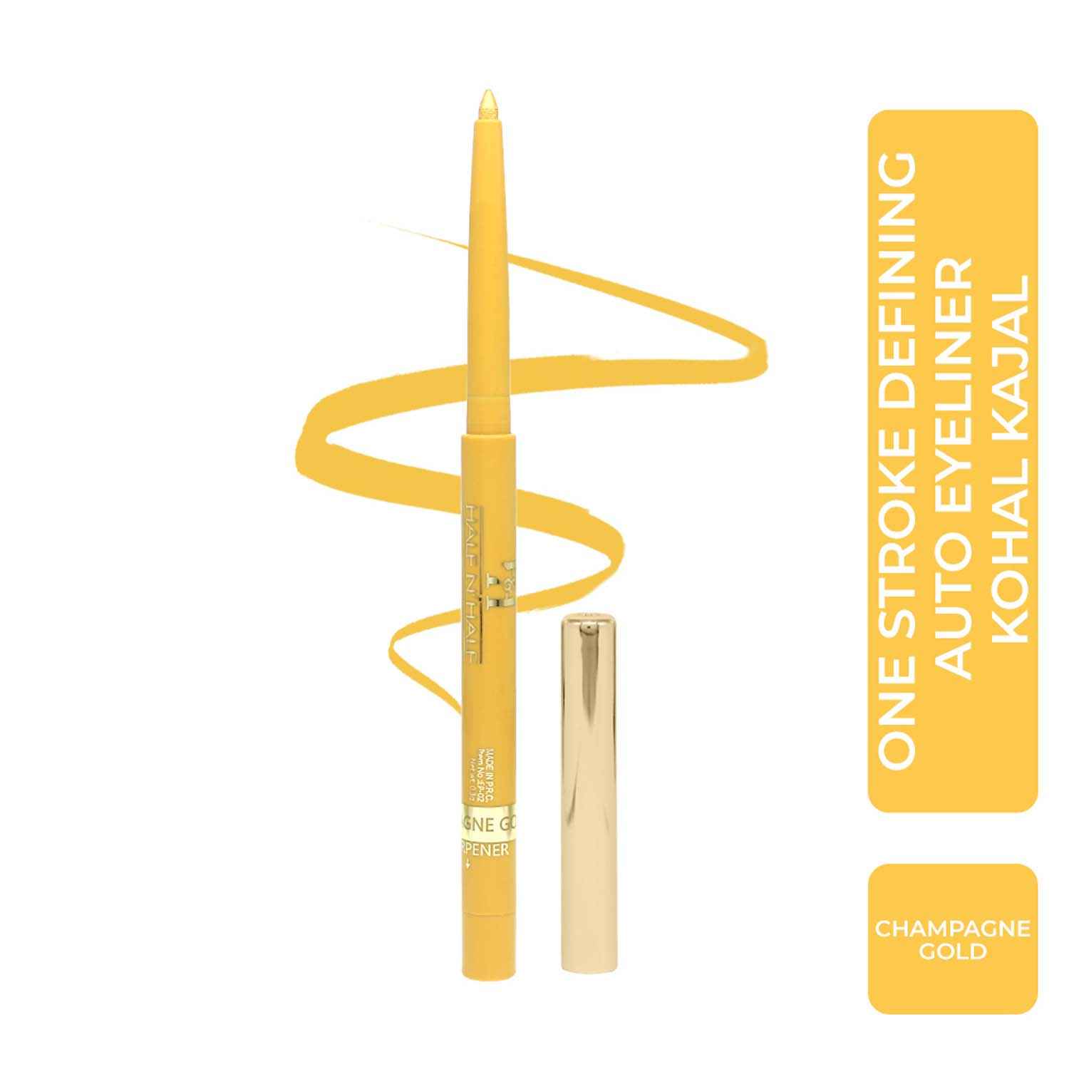 Buy Half N Half One Stroke Defining Auto Eyeliner Kohl Kajal, smudge proof and waterproof, 18hour Long Lasting, 0.3 gm - Purplle