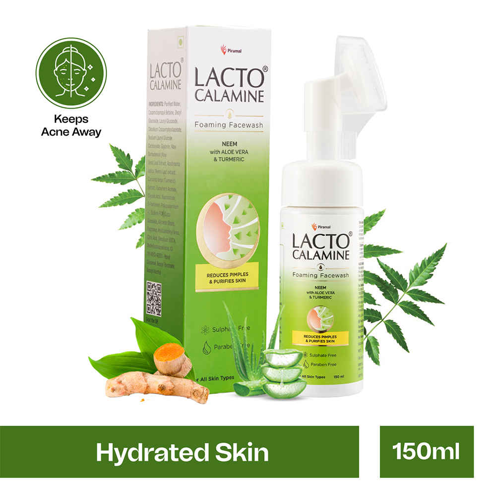 Buy Lacto Calamine Neem Aloe Turmeric Foaming Face wash| Reduces pimples| Purifies skin| With Built-in foaming Brush|Sulphate free face wash|Paraben Free| 150 ml - Purplle