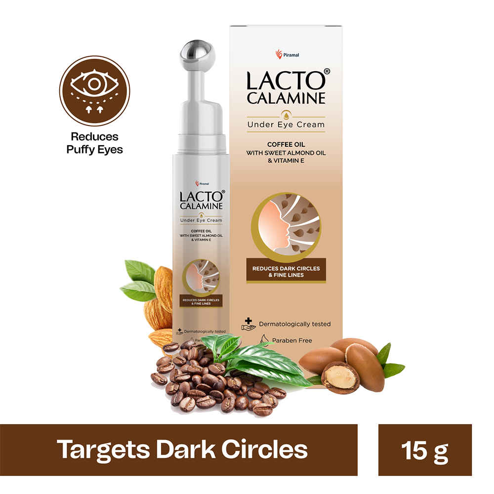 Buy Lacto Calamine under eye cream for dark circles, fine lines & puffy eyes| Enriched with coffee, sweet almond & Vitamin E| Dermatologically tested| 15 gm - Purplle