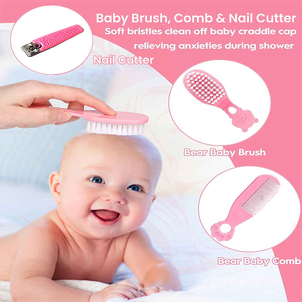 Buy Majestique Baby Grooming Set - Baby Hair Brush, Comb and Nail Cutter Set for Newborns & Toddlers - Pink - Combo of 3 - Purplle