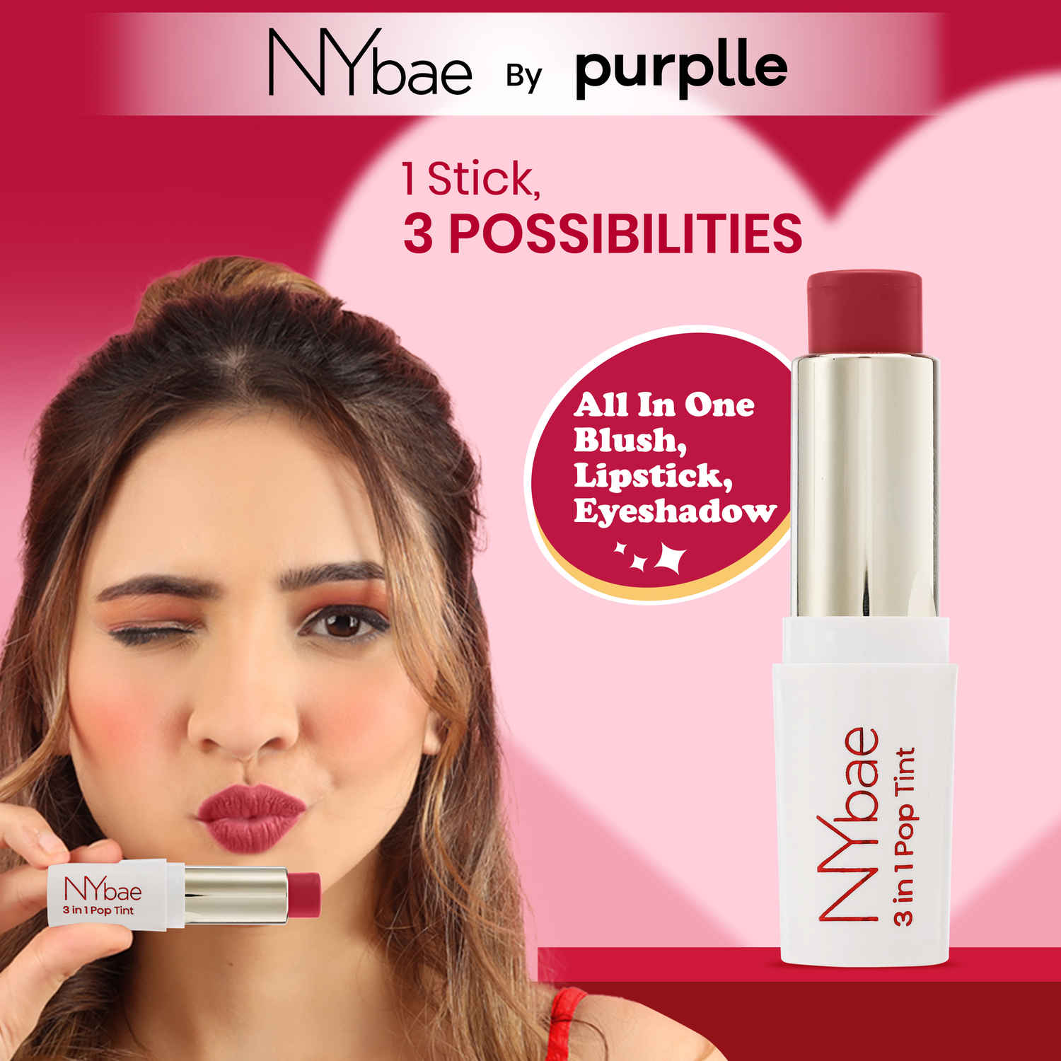 Buy NY Bae 3 in 1 Pop Tint | Eyeshadow | Blush | Lip & Cheek Tint | Korean Beauty | Dewy Finish | K- beauty | Lipstick | Lip Balm - Berry Blush 01 (4.5 gm) - Purplle