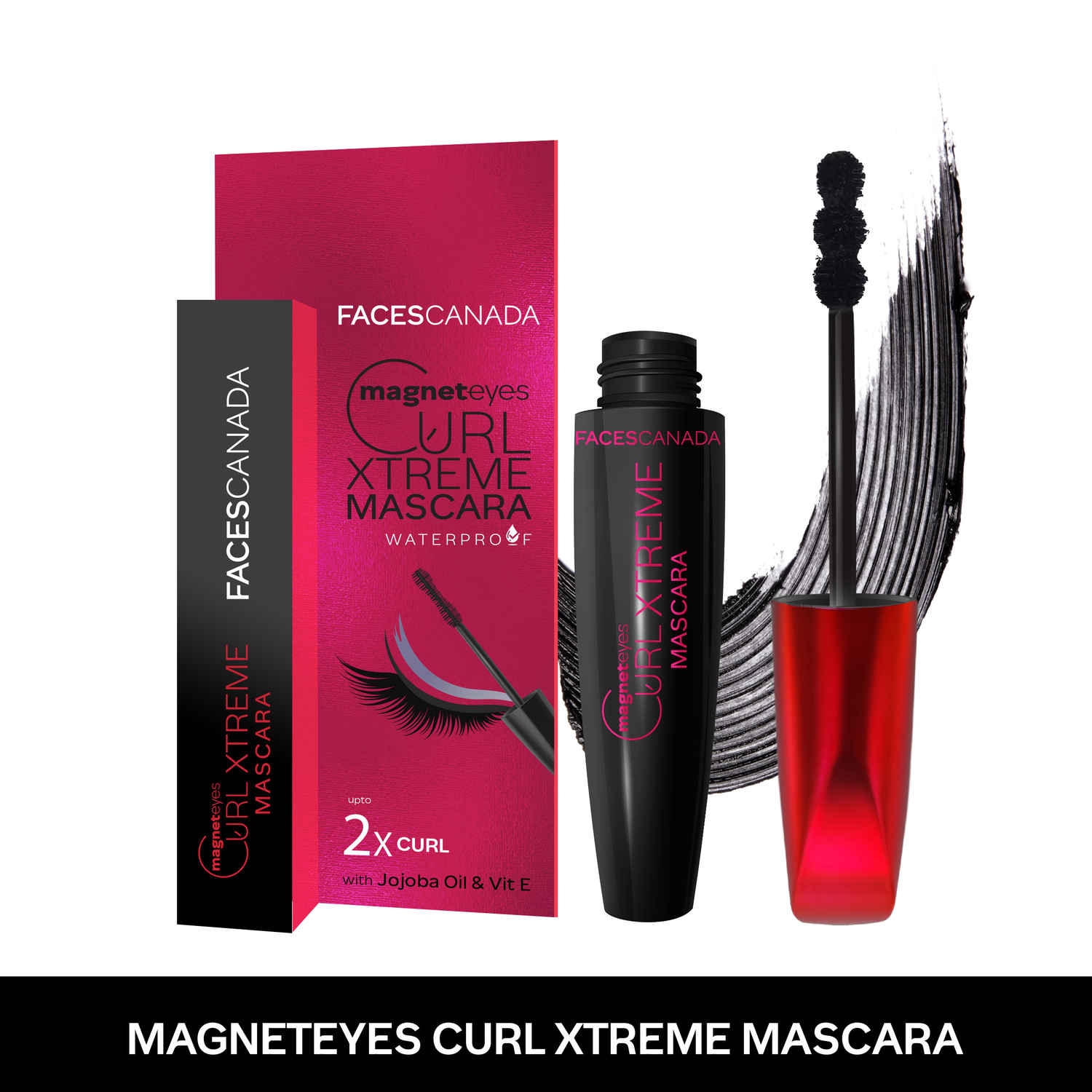 Buy FACES CANADA Magneteyes Curl Xtreme Mascara - Black, 8 gm | Curls Lashes | Waterproof | Quick Drying | Long Wear | Intense Black Finish | Lightweight | Enriched With Jojoba Oil & Vitamin B - Purplle