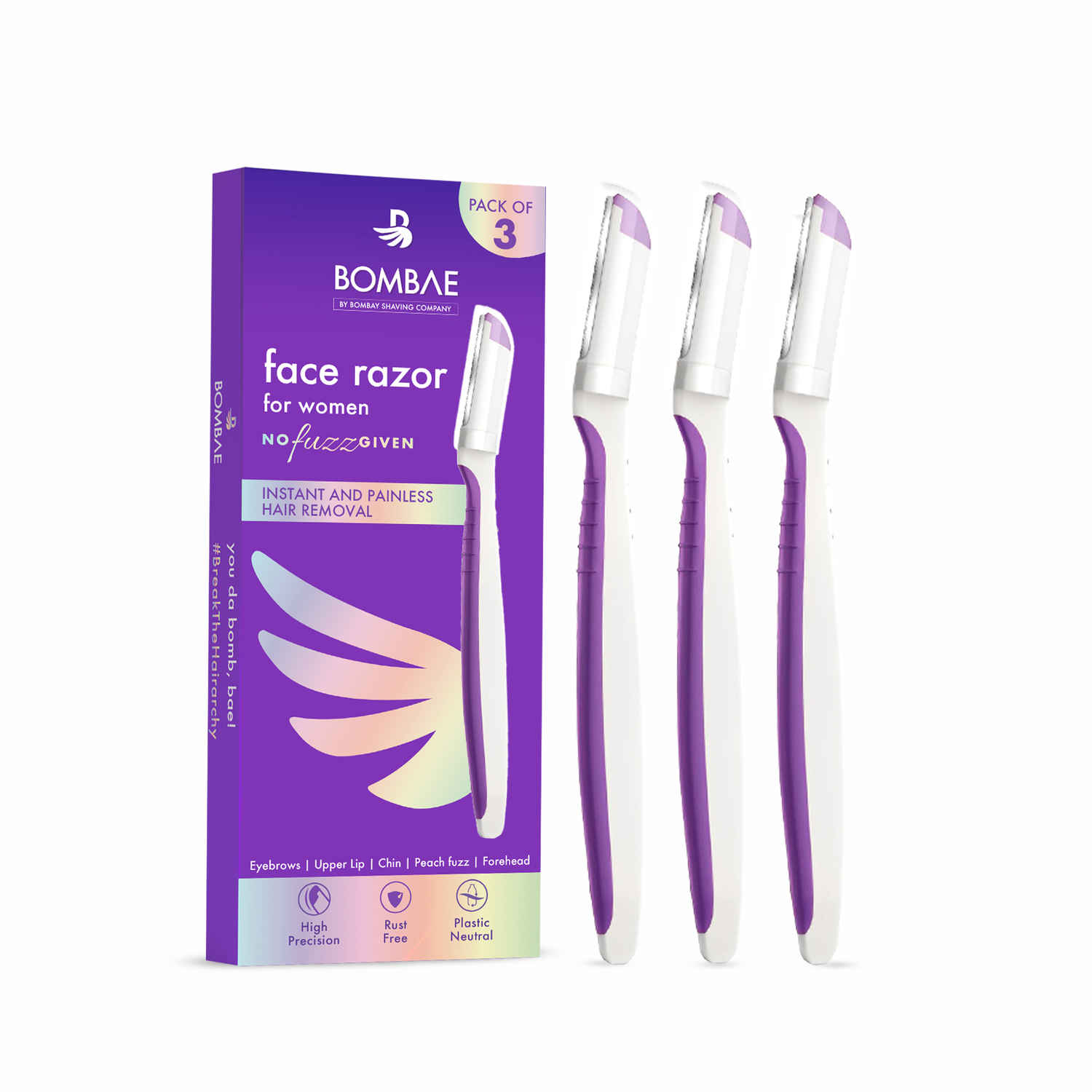 Buy Bombae Face Razor for women - For Instant & Painless Hair Removal (Pack Of 3) 200 gm - Purplle