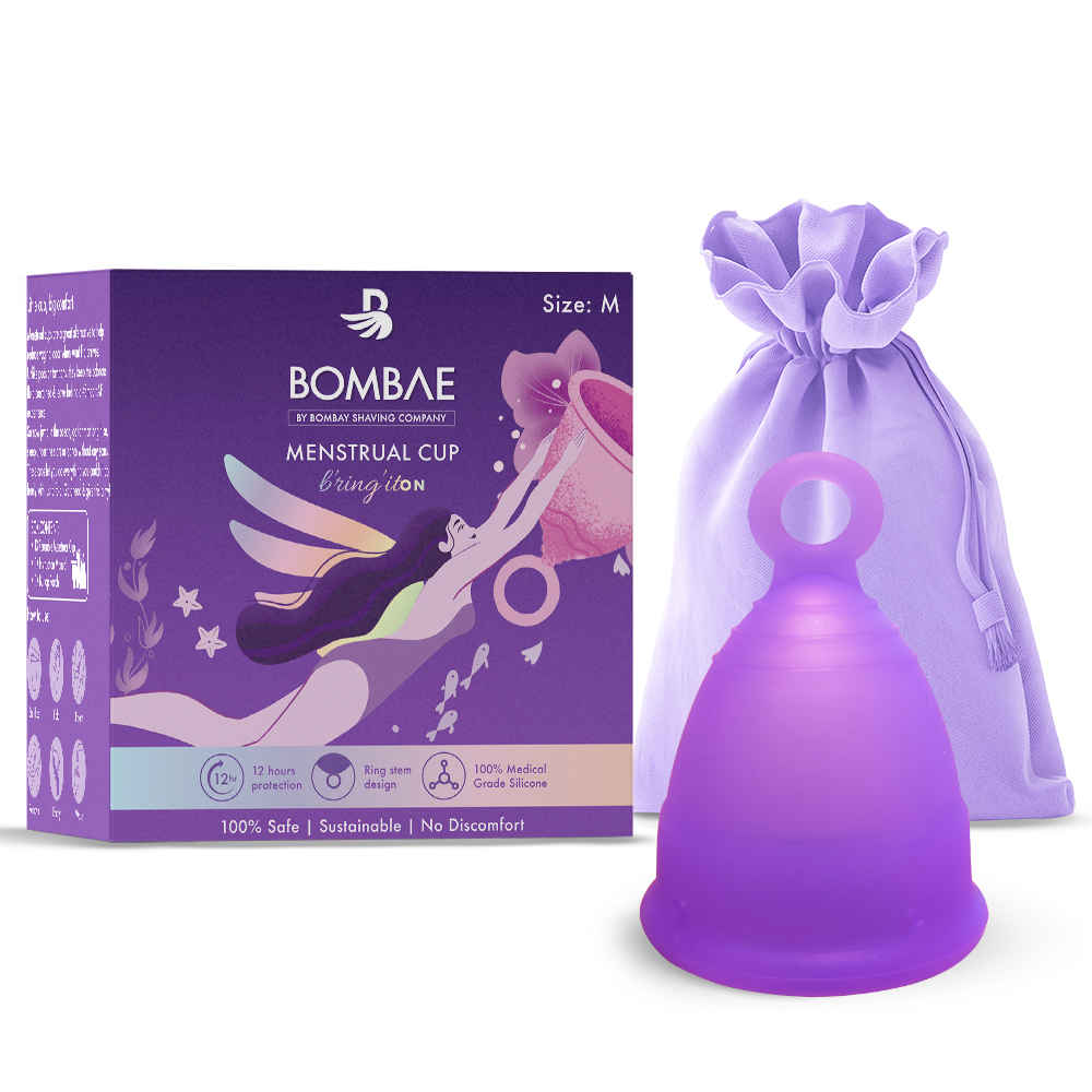 Buy Bombae reusable menstrual cup with ring stem for women | ultra soft, medium size with pouch 200 gm - Purplle