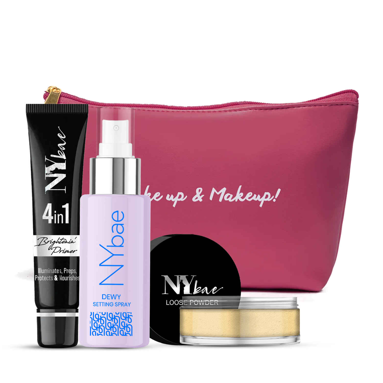 Buy NY Bae Bright & Glow Kit | Primer | Setting Spray | Loose Powder | Makeup Kit,71 ml - Purplle