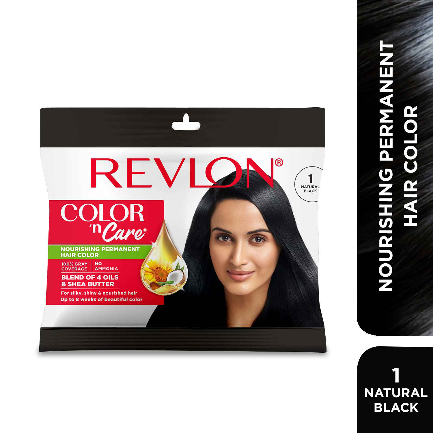 Buy REVLON Color 'n Care NOURISHING PERMANENT HAIR COLOR - 1 Natural Black (Sachet) - Purplle