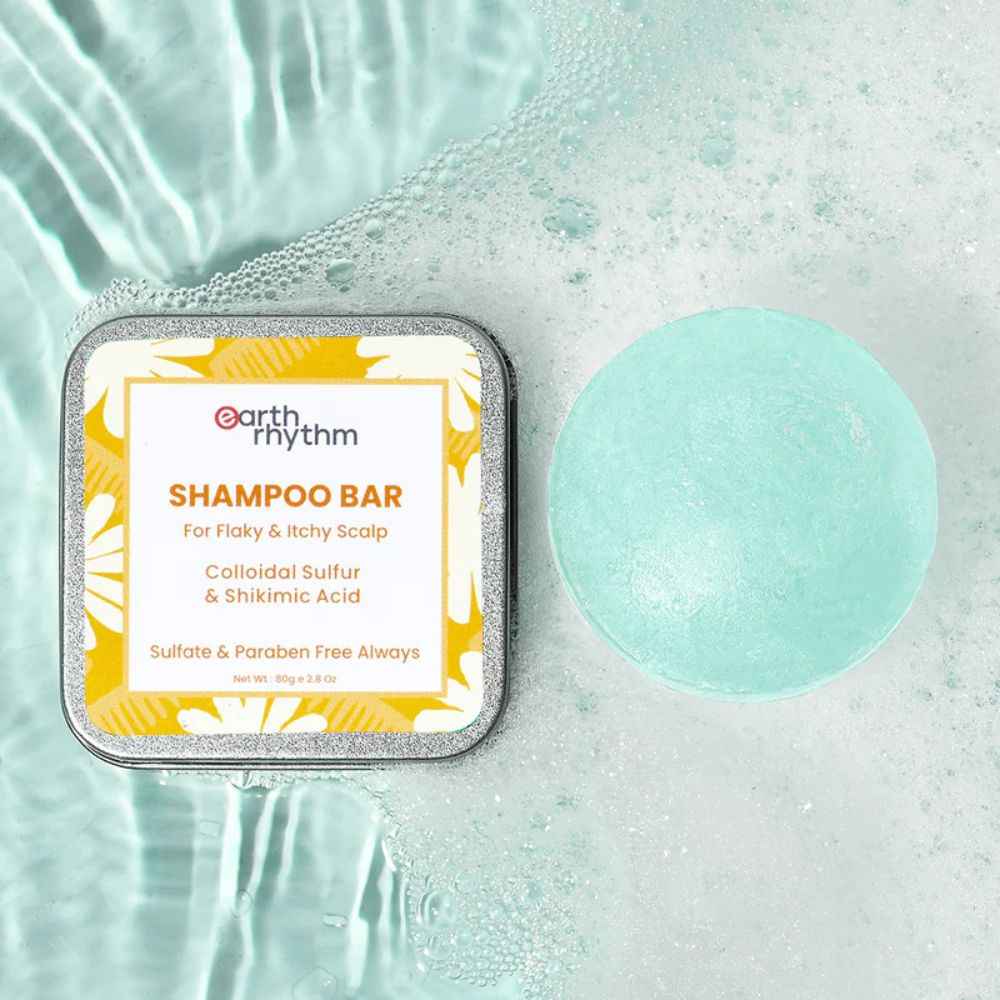 Buy Earth Rhythm Anti Dandruff Shampoo Bar |Controls Itchiness, Eliminates Dandruff, Cools Scalp | for Flaky & Itchy Scalp | Men & Women | With Tin - 80 G - Purplle