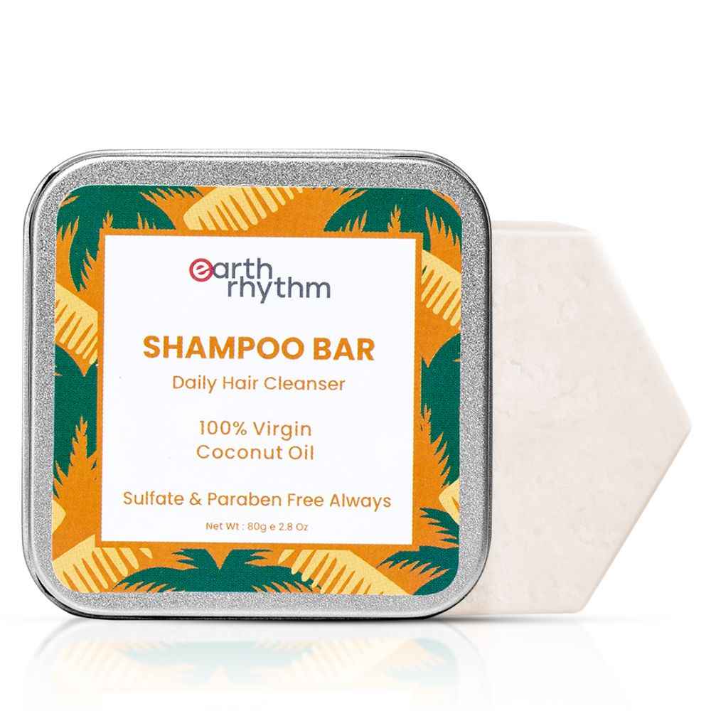 Buy Earth Rhythm 100% Virgin Coconut Oil Shampoo Bar | Restores Shine, Deeply Nourishes Hair, Stimulates Hair Growth | for All Hair Type | Men & Women | With Tin - 80 G - Purplle