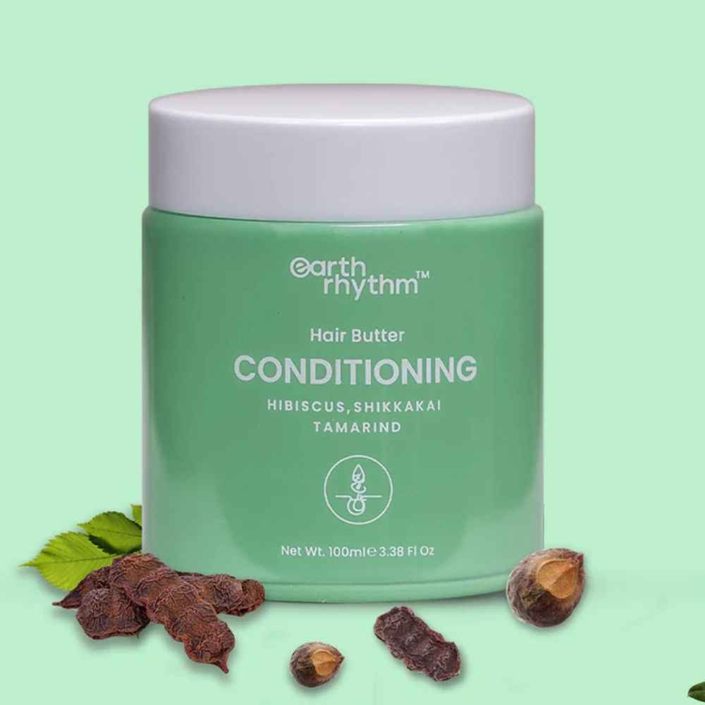 Buy Earth Rhythm Conditioning Hair Butter with the goodness of Hibiscus, Shikakai & Tamarind | Strengthens Hair Follicles, Prevent Split Ends, Makes Hair Silky & Smooth | for All Hair Types | Men & Women - 100 ML - Purplle