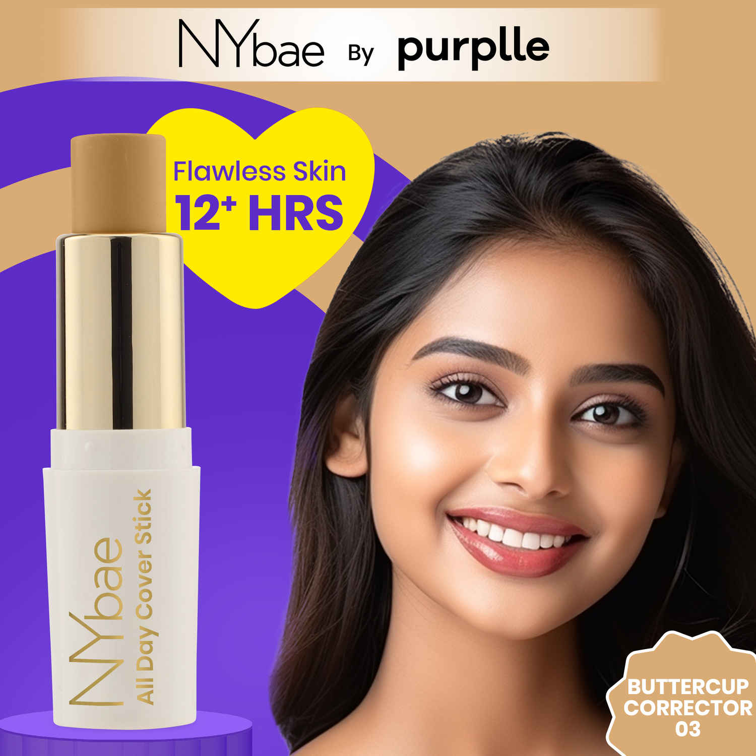 Buy NY Bae All Day Cover Stick - Buttercup Corrector 03 (4.2 gm) | Foundation Stick | Concealer | Bronzer | Colour Corrector | Highlighter | Face Makeup - Purplle