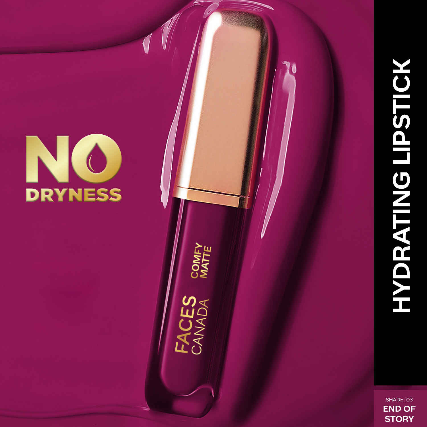 Buy FACES CANADA Comfy Matte Liquid Lipstick - End Of Story, 3 ml | 10HR Longstay | Intense Matte Color | Almond Oil & Vitamin E | No Dryness | No Alcohol - Purplle
